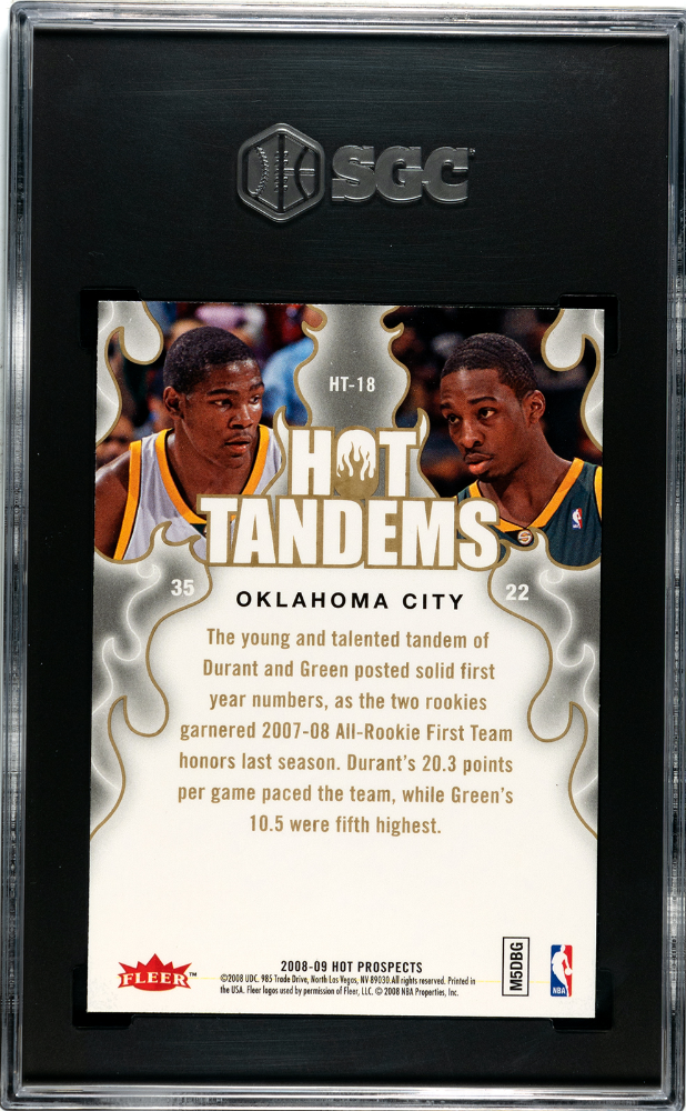 2008 Fleer Hot Prospects Green Durant Tandems Rookie #HT-18 SGC 10 GEM MINT Seattle Supersonics - Graded Sports Cards