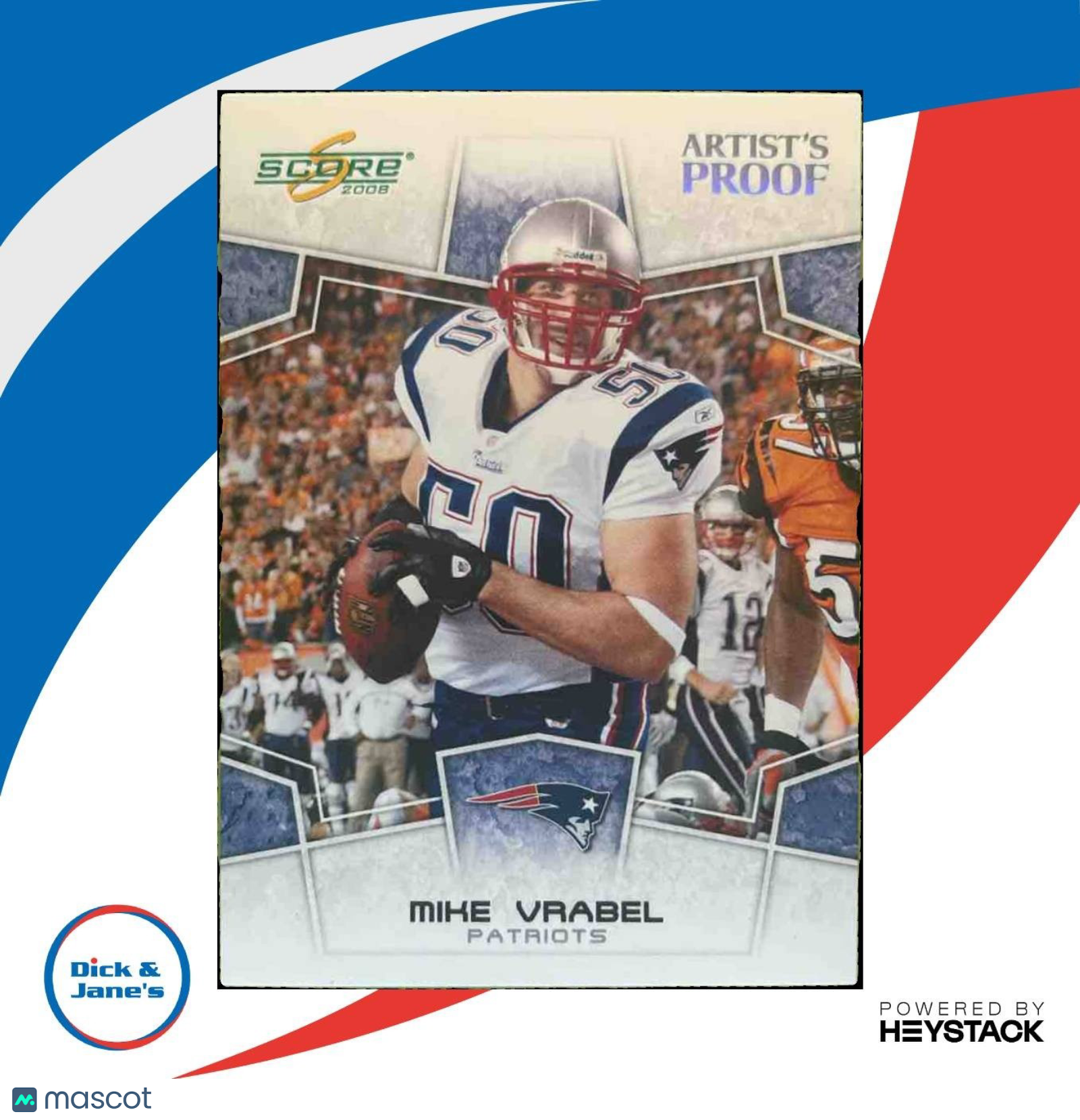 2008 Score Mike Vrabel Artist’s Proof 22/32 #191 New England Patriots - Sports Cards
