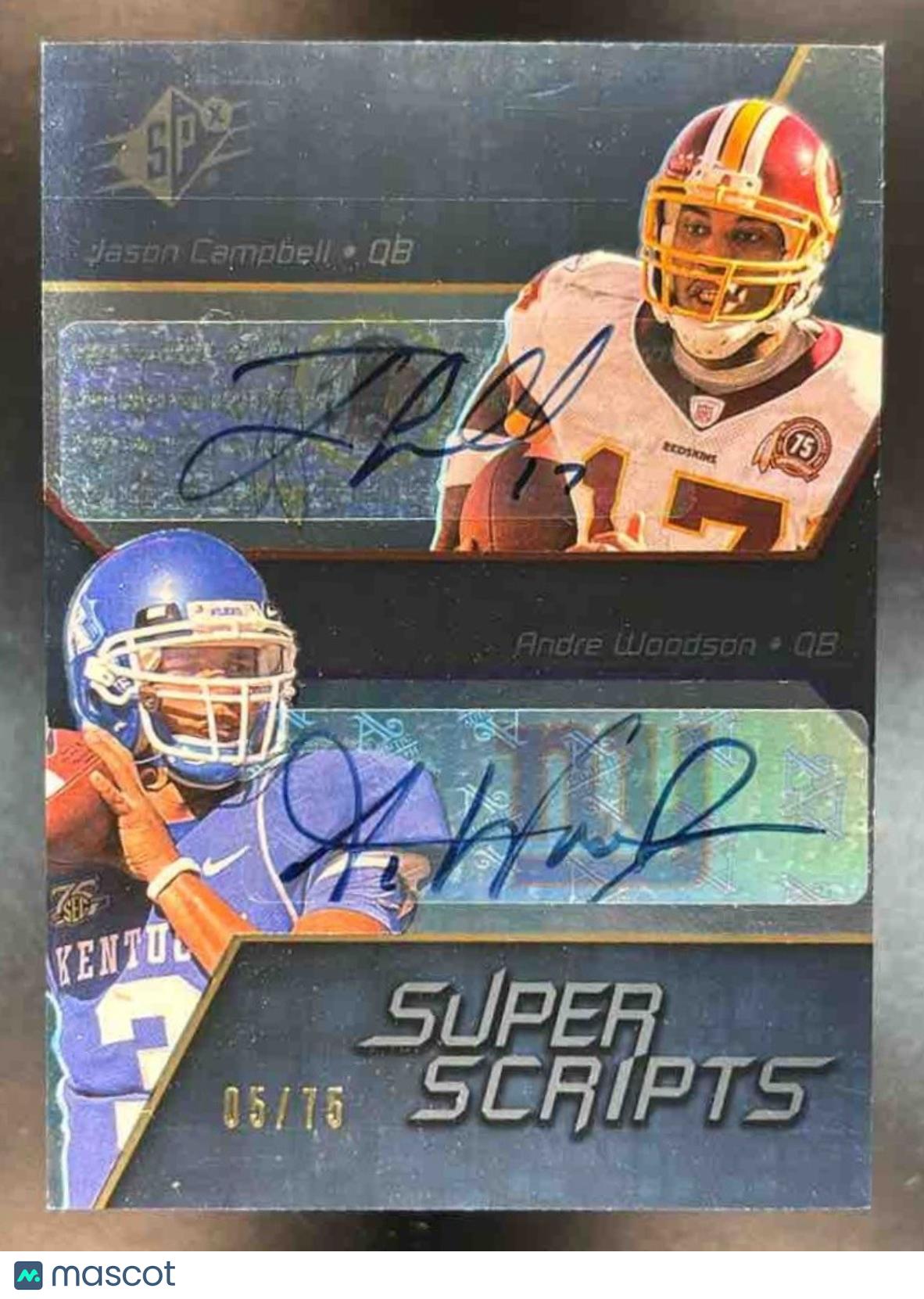 2008 SPx Jason Campbell Andre Woodson Super Scripts Auto Dual /75 Houston Texans - Sports Cards