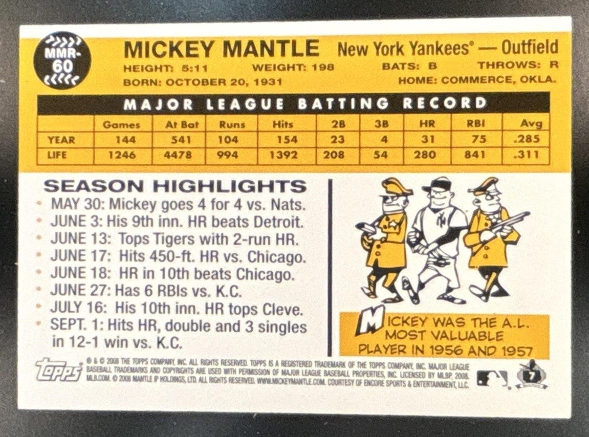 2008 Topps Mickey Mantle Relics #MMR60 MEM New York Yankees - Sports Cards