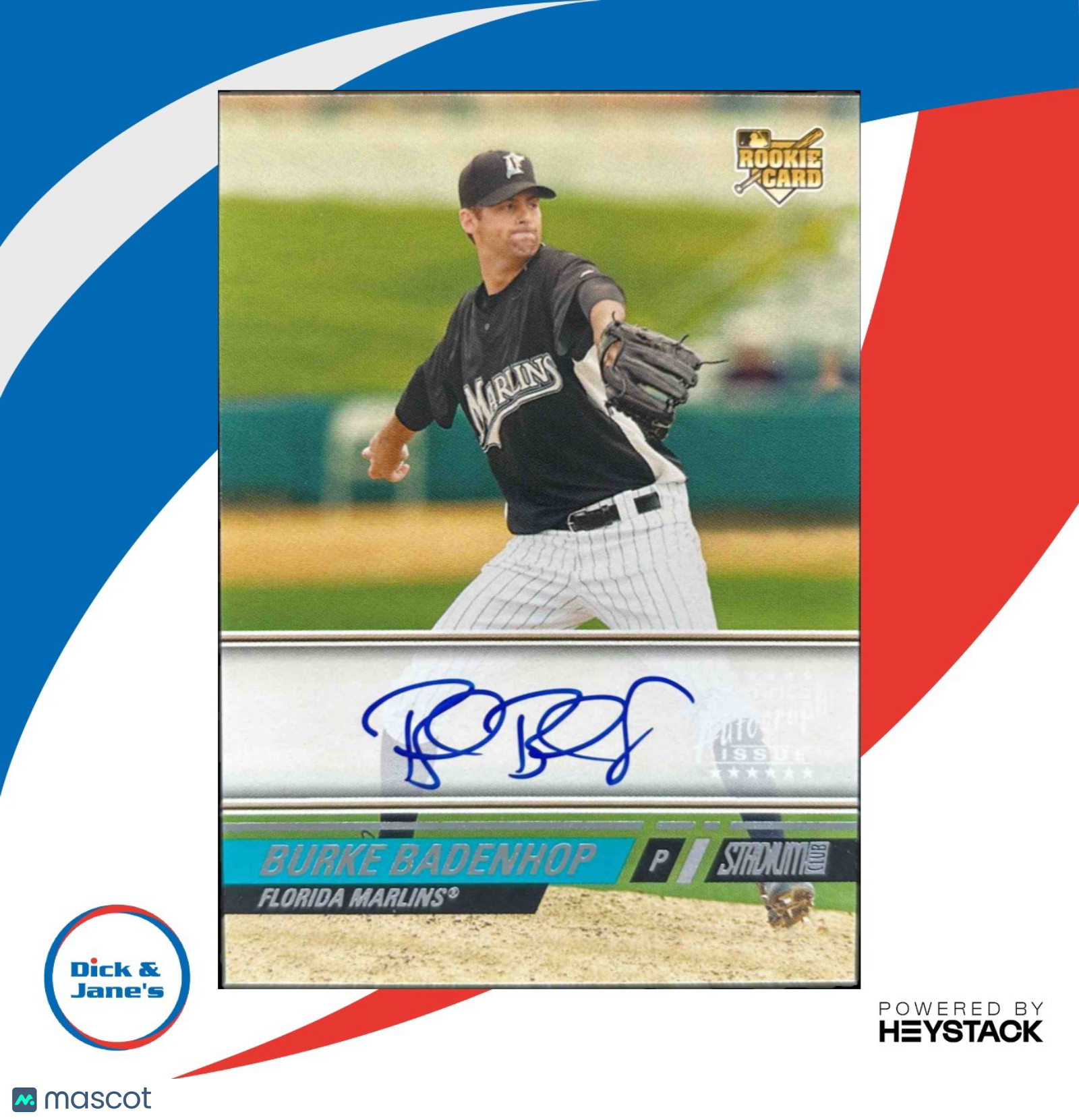 2008 Topps Stadium Club Burke Badenhop /999 #156 Auto RC - Sports Cards