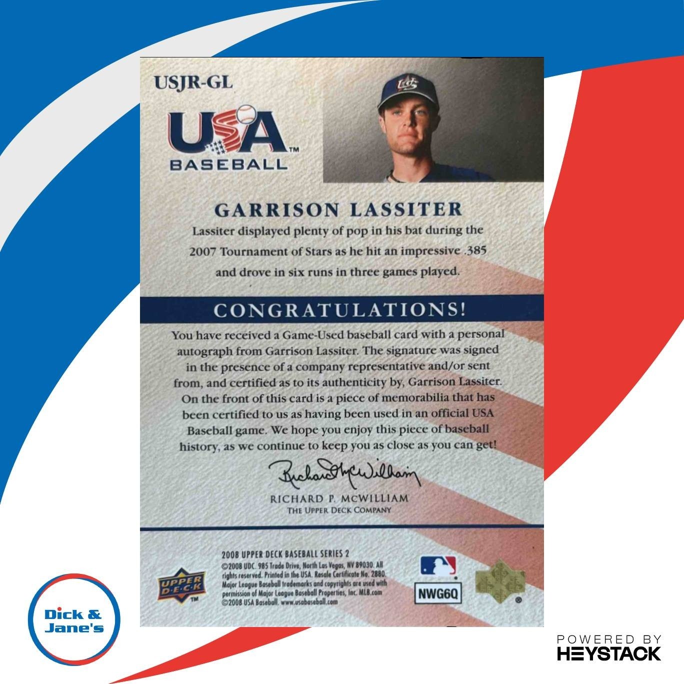 2008 Upper Deck Garrison Lassiter USA National Team Jersey Auto Black /226 - Sports Cards