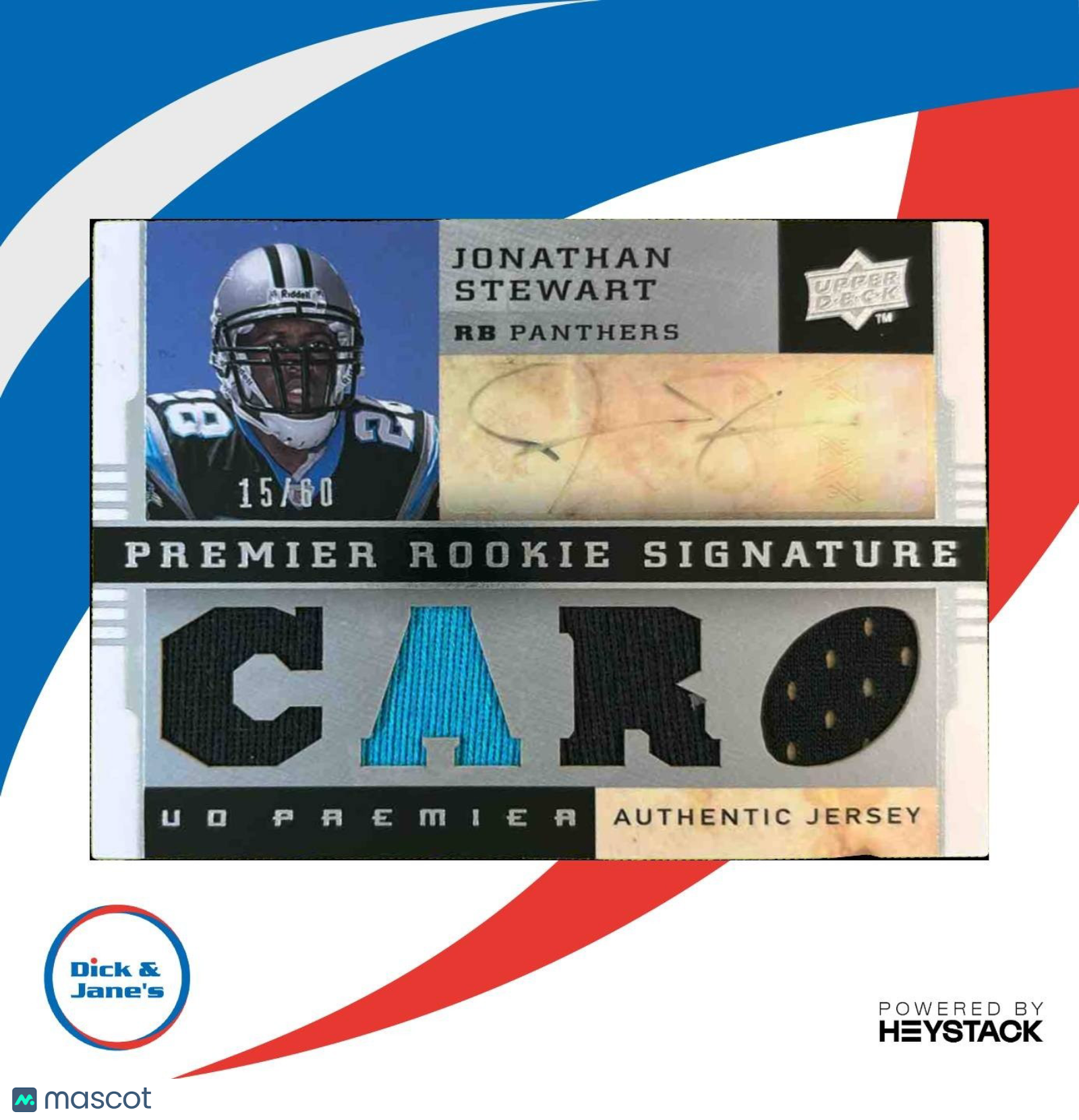 2008 Upper Deck Jonathan Stewart Silver /60 #120 RC Auto (Faded) Panthers - Sports Cards