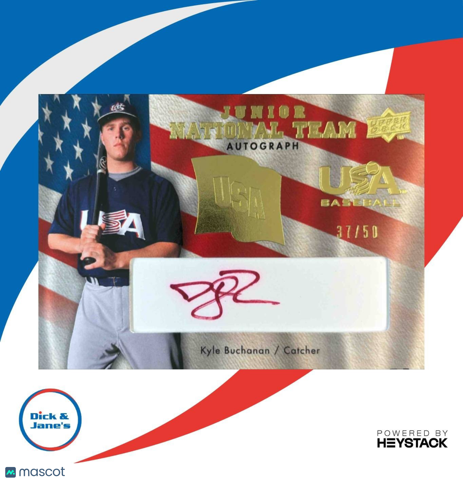 2008 Upper Deck Kyle Buchanan USA Junior National Team Auto Red /50 #USJR-KB - Sports Cards