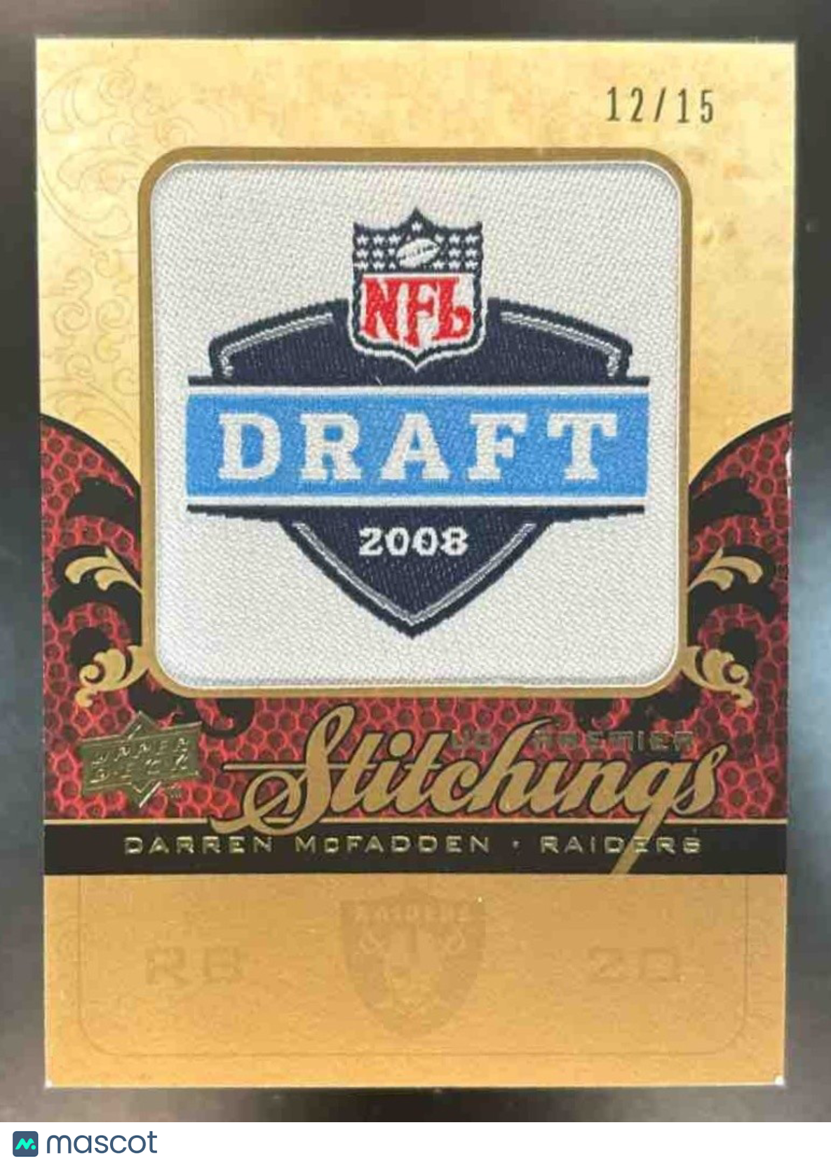 2008 Upper Deck Premier Darren McFadden Stitchings Gold /15 RC Oakland Raiders - Sports Cards