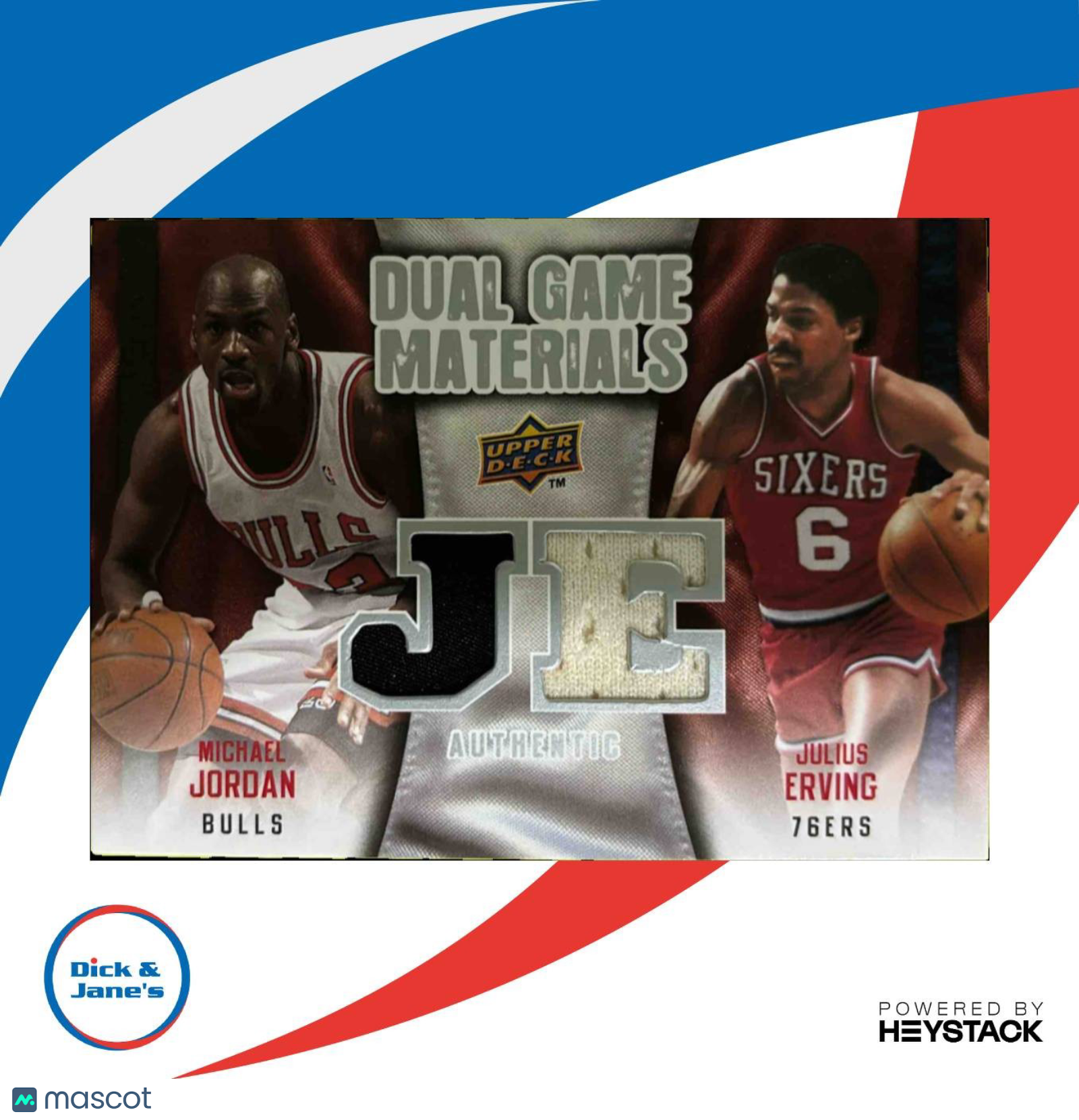 2009-10 Upper Deck Michael Jordan Julius Erving Dual Game Used Materials Bulls - Sports Cards
