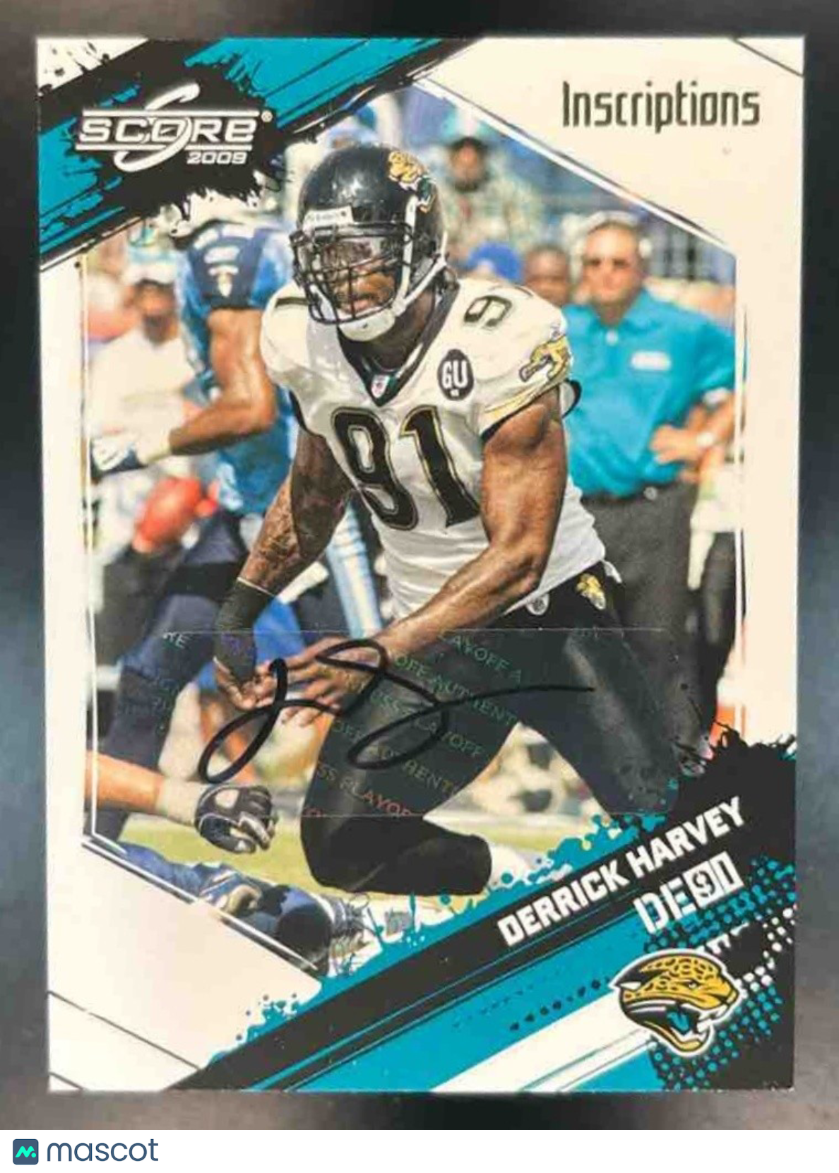 2009 Panini Score Inscriptions Derrick Harvey Auto #134 Jacksonville Jaguars - Sports Cards