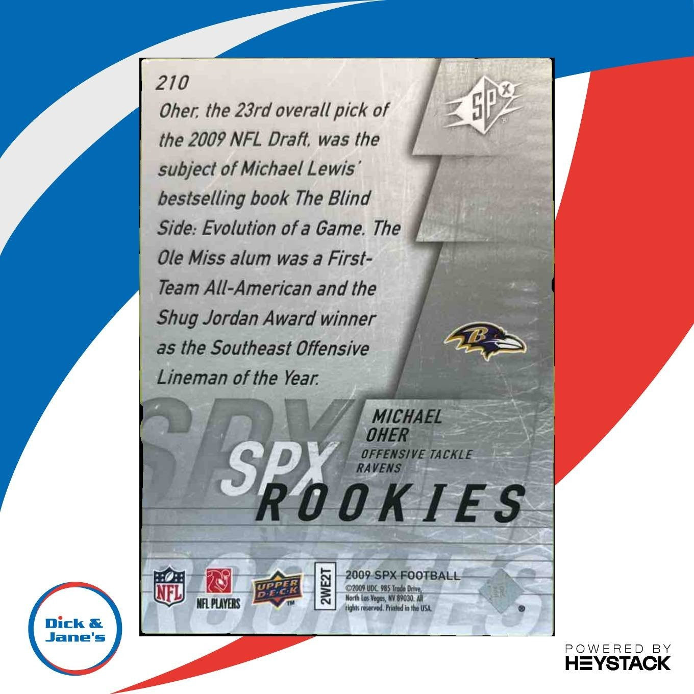 2009 SPx Michael Oher Rookies Gold Holofoil /25 #210 RC Baltimore Ravens - Sports Cards