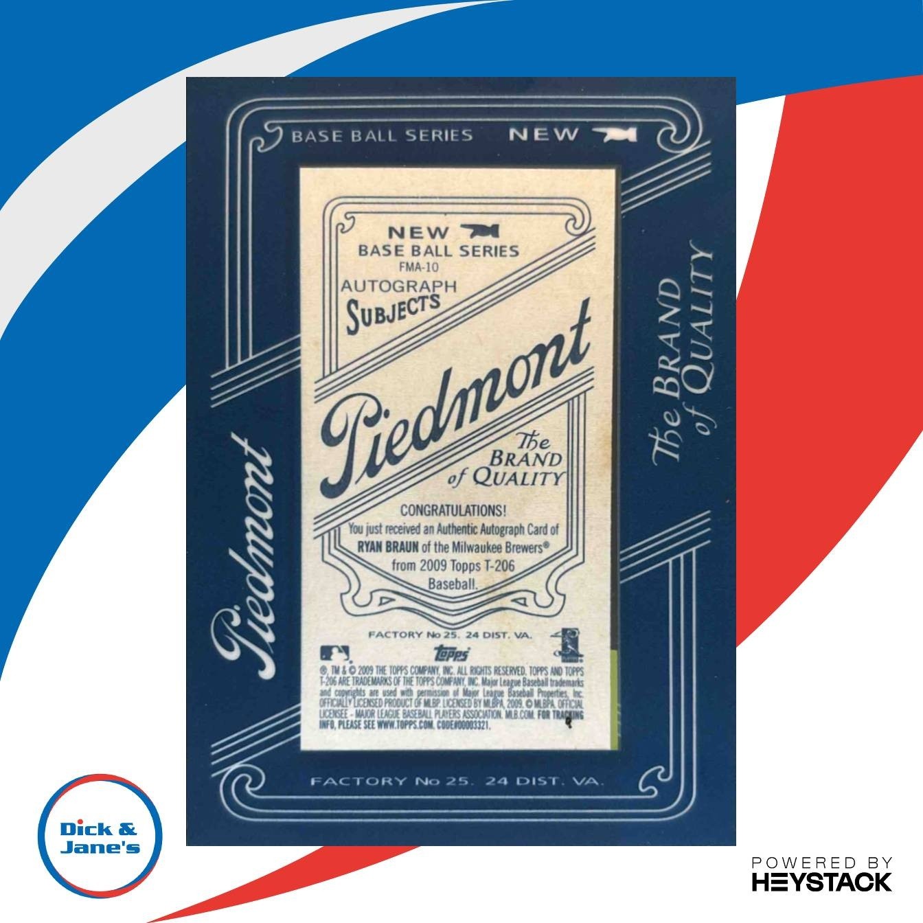 2009 Topps 206 Ryan Braun Mini Framed Auto #FMA-10 Milwaukee Brewers - Sports Cards