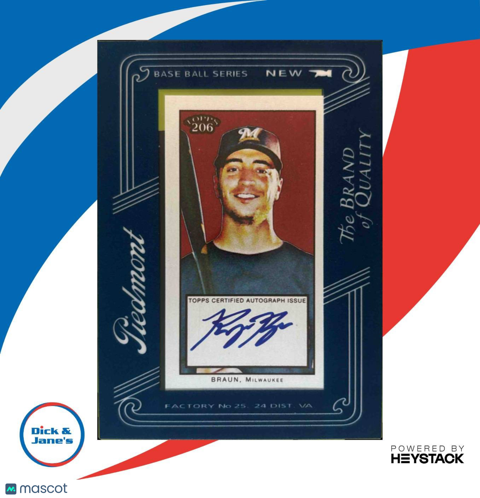 2009 Topps 206 Ryan Braun Mini Framed On Card Auto #FMA-10 Milwaukee Brewers - Sports Cards