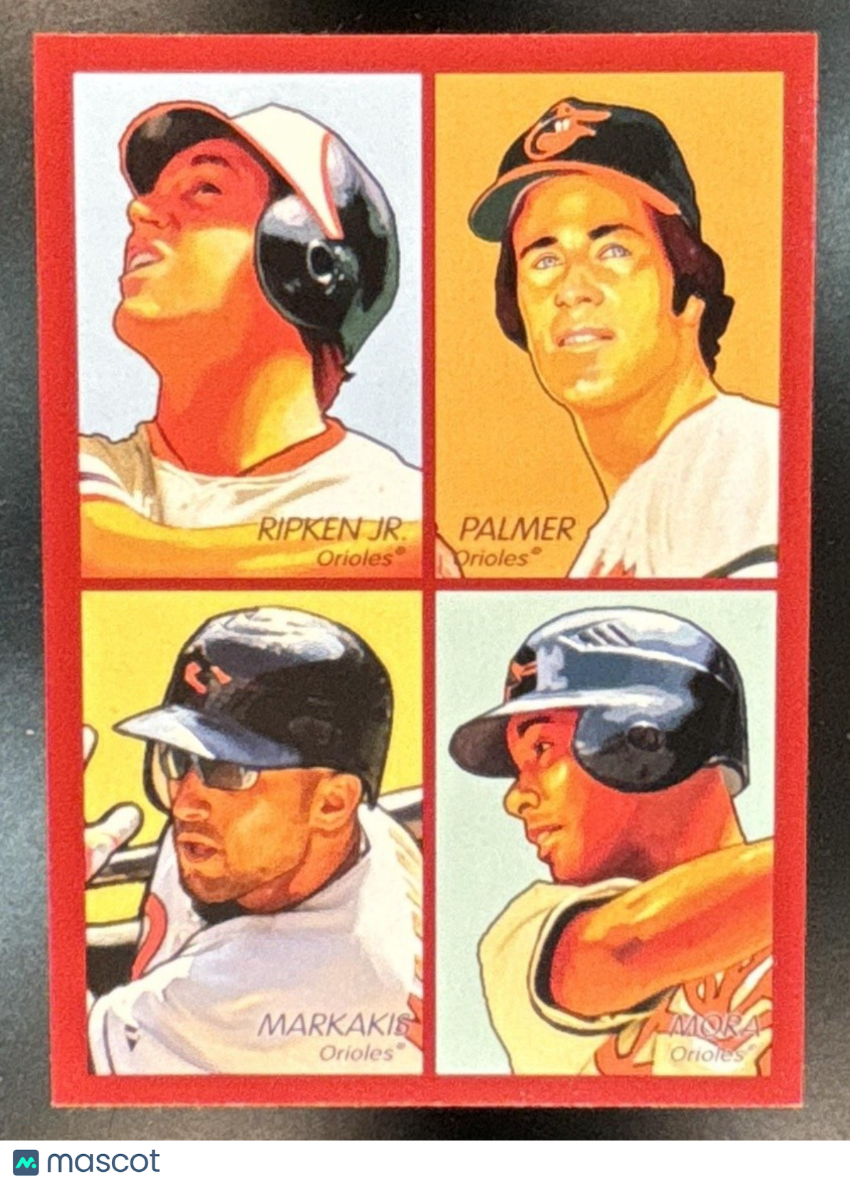 2009 UD Goudey Cal Ripken Jr. Jim Palmer Melvin Mora Nick Markakis 4 in 1 Red - Sports Cards