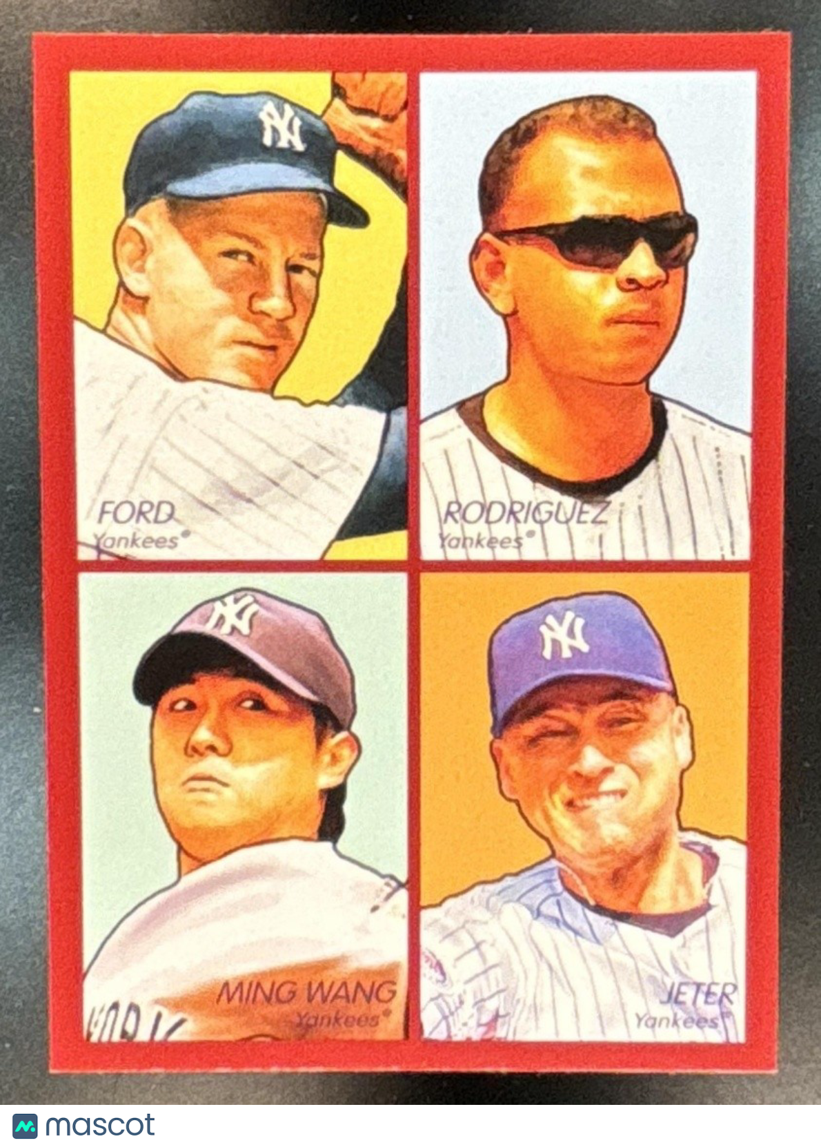 2009 UD Goudey Whitey Ford Alex Rodriguez Derek Jeter Chien-Ming Wang 4 in 1 Red - Sports Cards