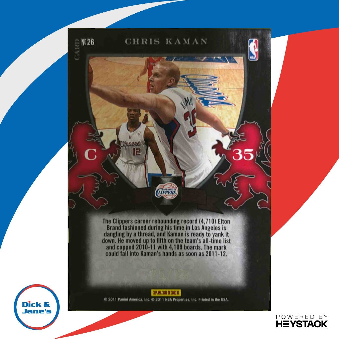 2010-11 Panini Elite Black Box Chris Kaman Crusade 25/25 Los Angeles Clippers - Sports Cards