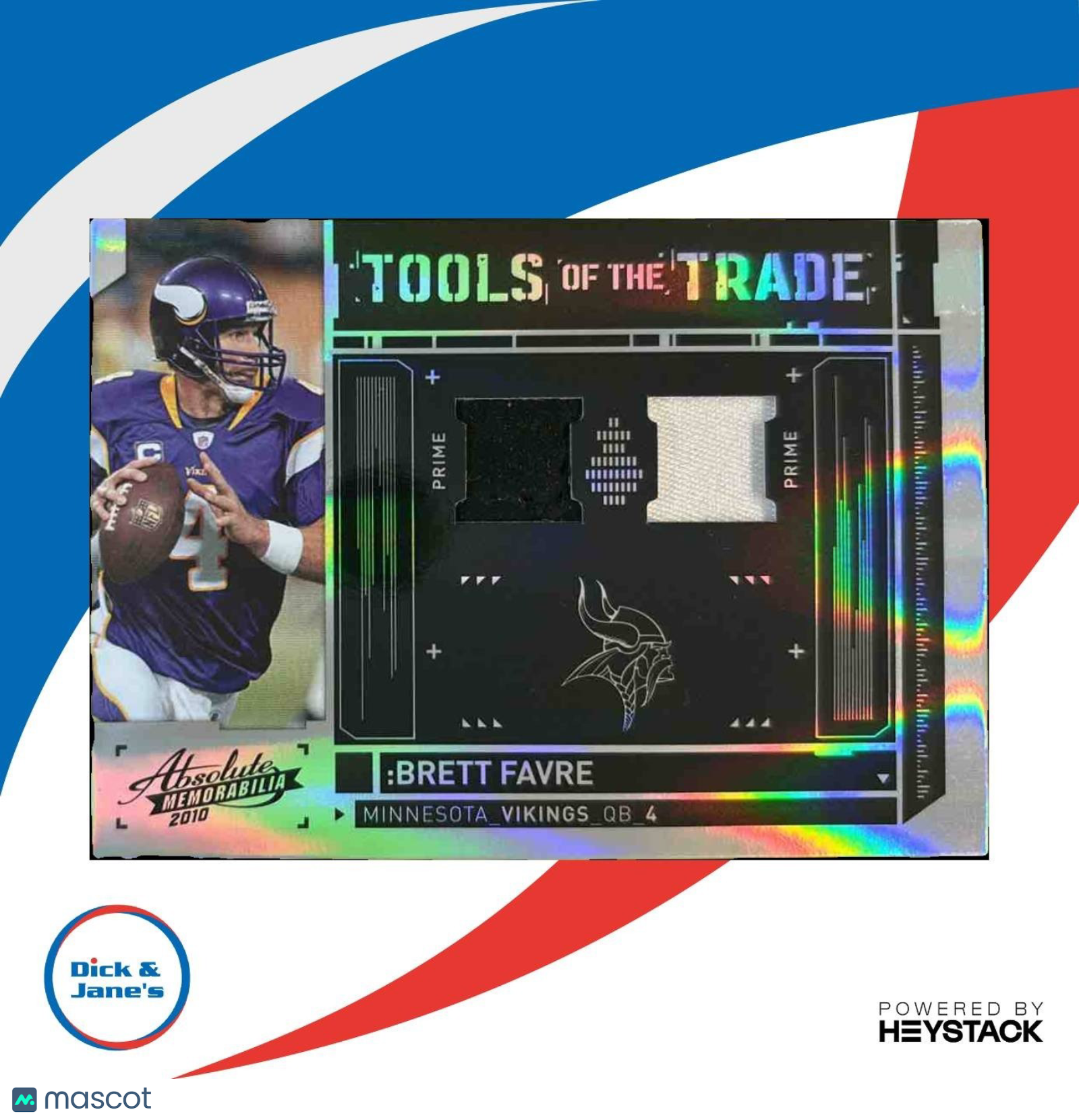2010 Absolute Memorabilia Brett Favre Tools of Trade Double Material /25 Vikings - Sports Cards