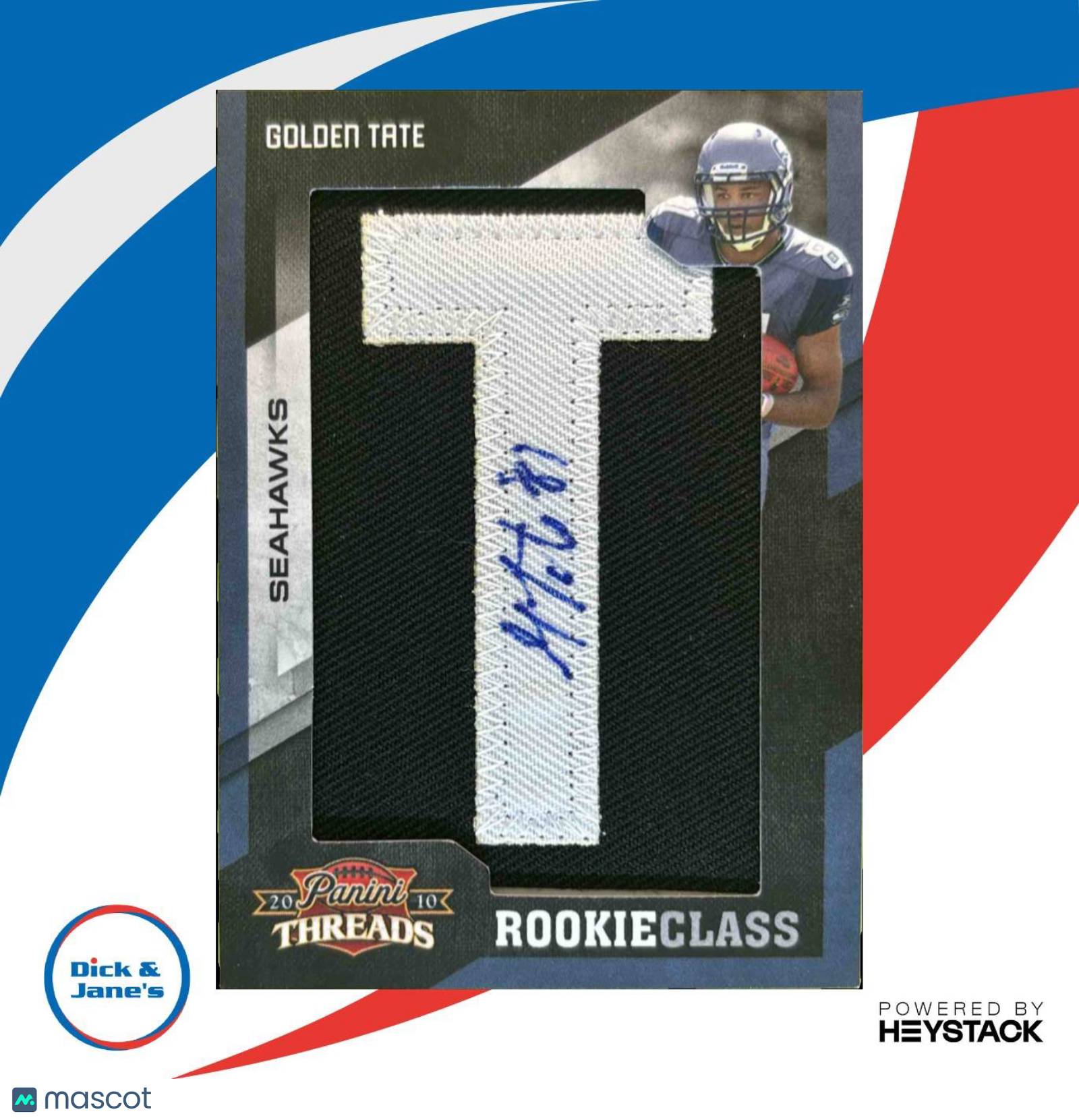 2010 Panini Threads Golden Tate /240 #175 RC Auto Seattle Seahawks Letter ’T’ - Sports Cards