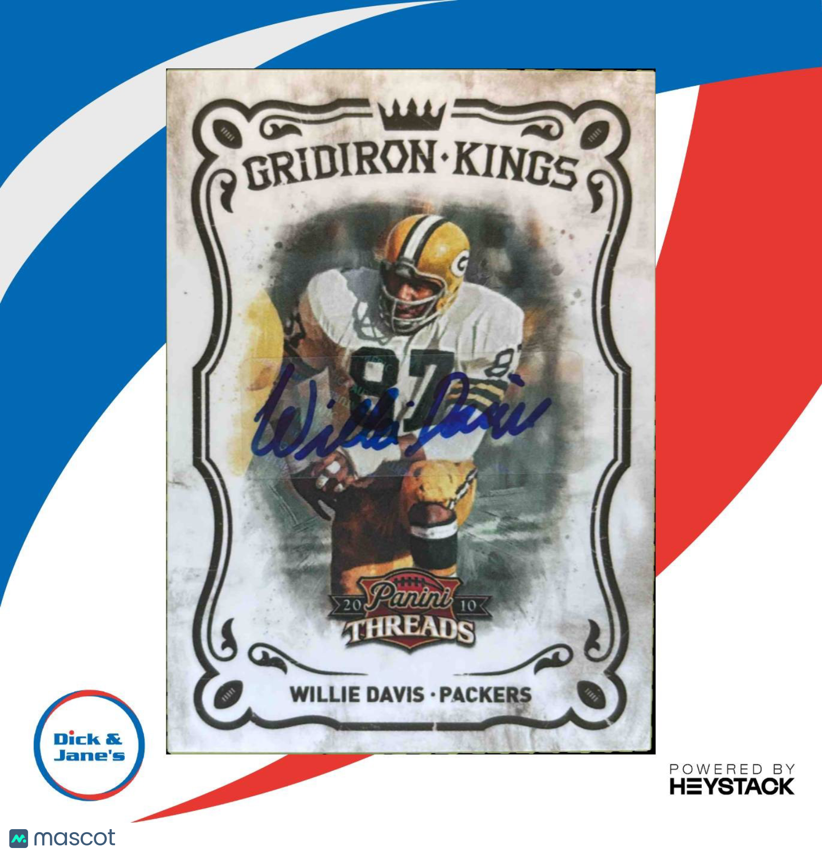 2010 Panini Threads Willie Davis Gridiron Kings Auto /50 #18 Green Bay Packers - Sports Cards