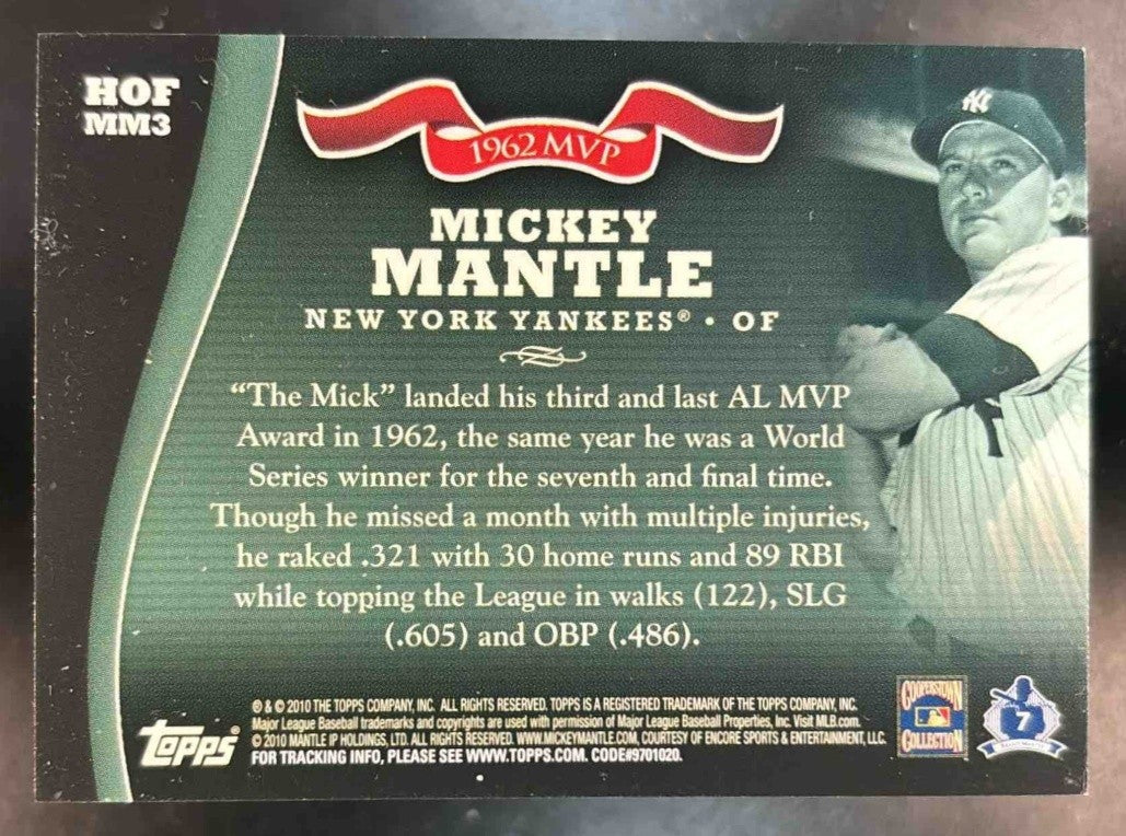 2010 Topps Mickey Mantle MVP Manufactured Patches #HOF MM3 New York Yankees - Sports Cards