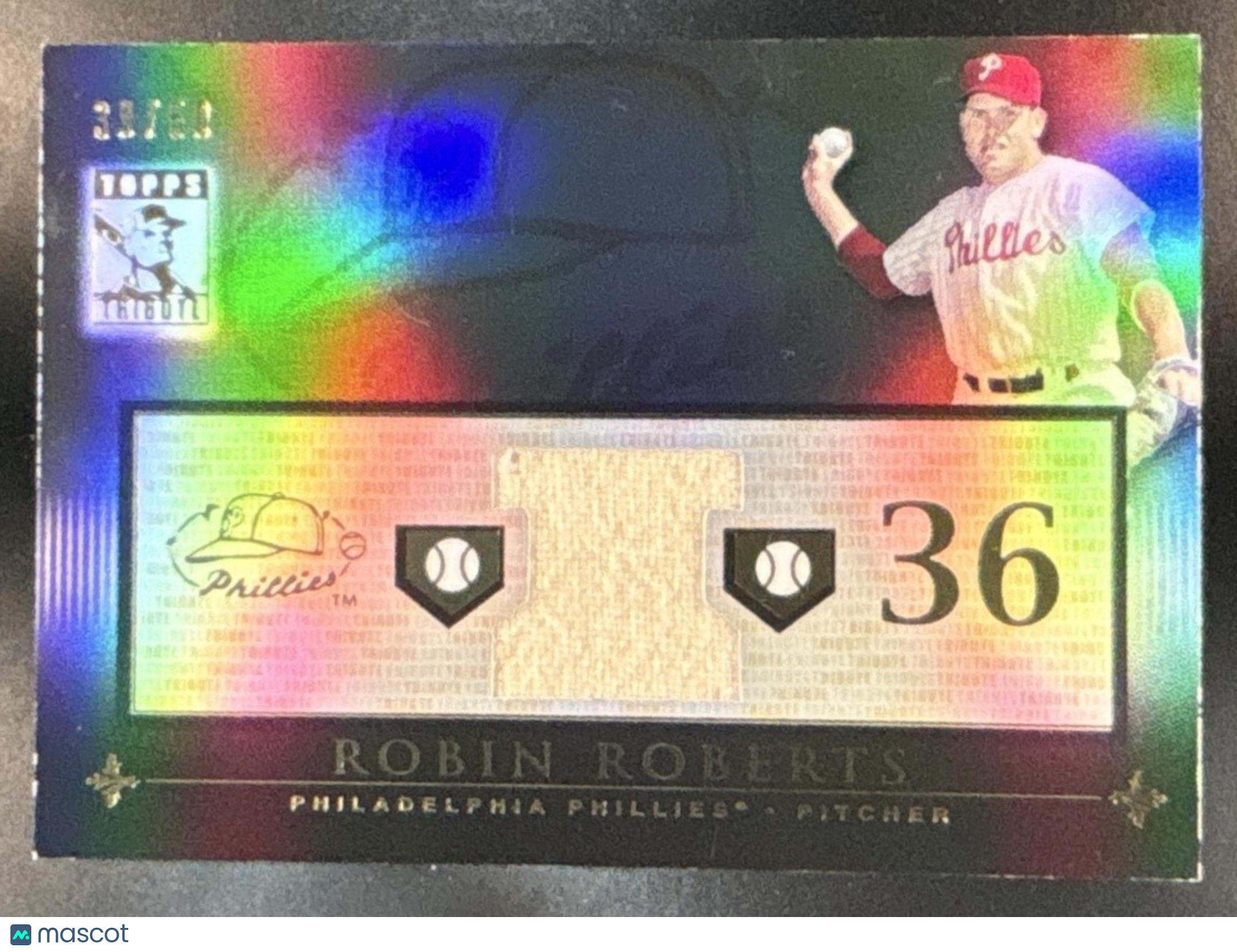 2010 Topps Tribute Robin Roberts Relics Black /50 #TR-RR Philadelphia Phillies - Sports Cards