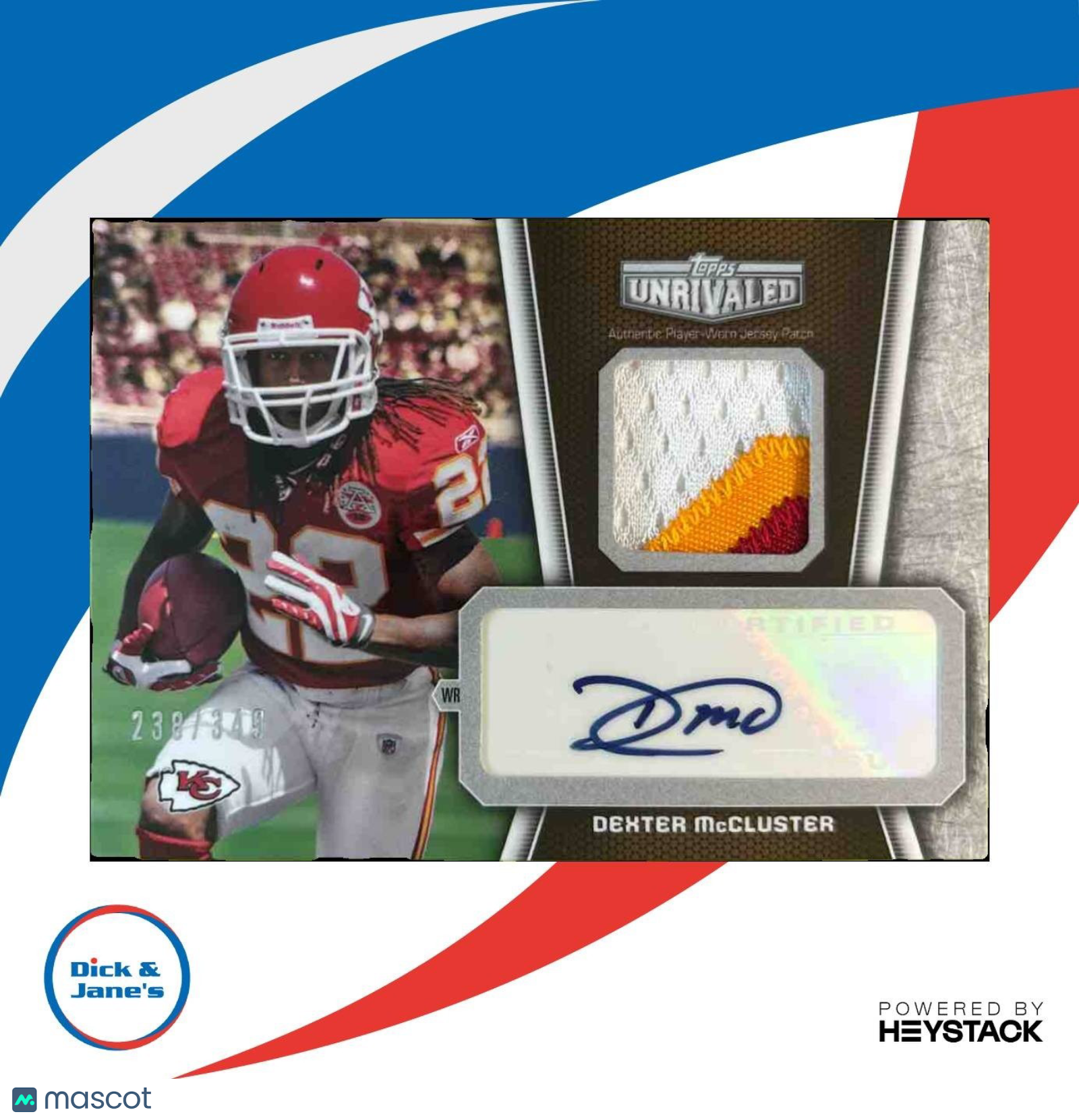 2010 Topps Unrivaled Dexter McCluster Auto Patch /349 RC Kansas City Chiefs - Sports Cards