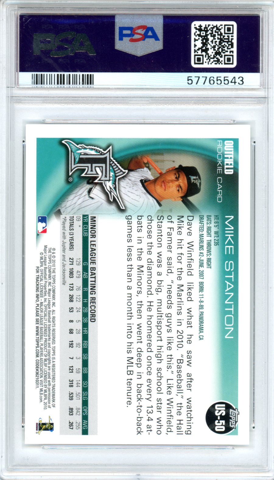 2010 Topps Update Mike Stanton #US50 PSA 9 - Graded Sports Cards