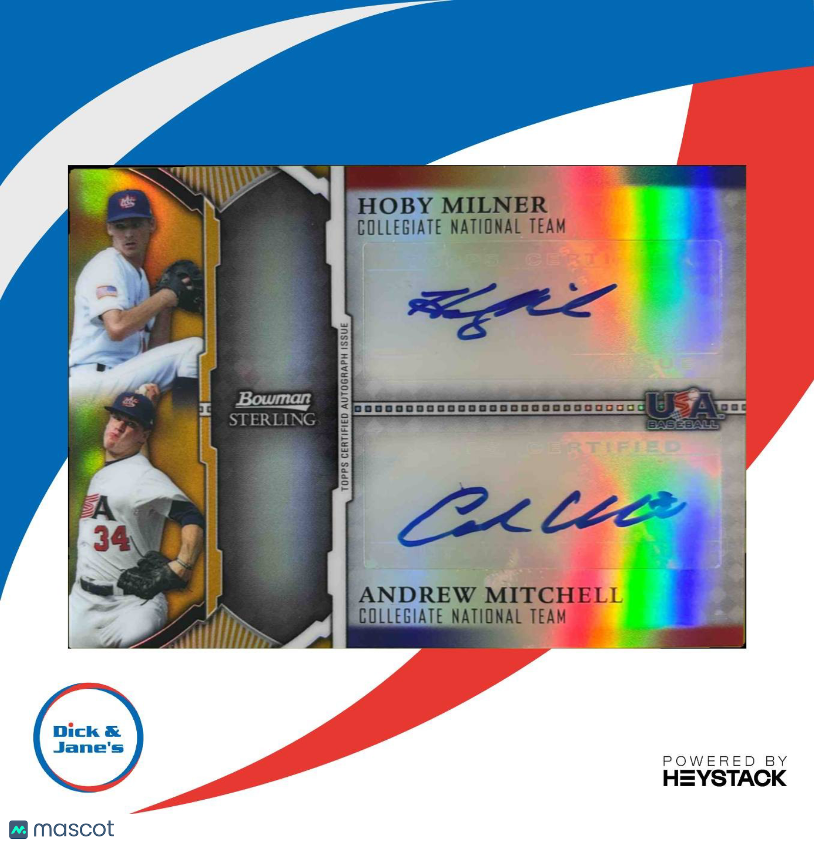2011 Bowman Sterling Hoby Milner Andrew Mitchell Dual Auto Gold Refractor/50 USA - Sports Cards