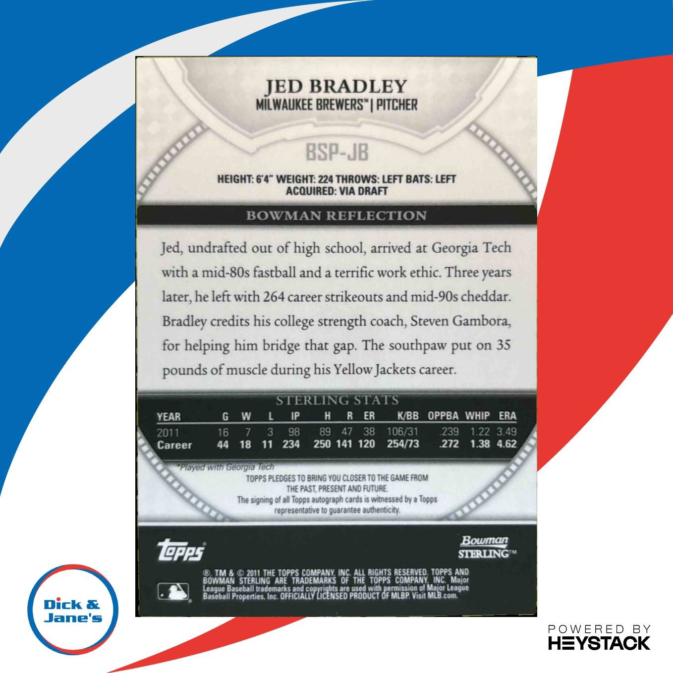 2011 Bowman Sterling Jed Bradley Prospect Auto Chicago Cubs Milwaukee Brewers - Sports Cards