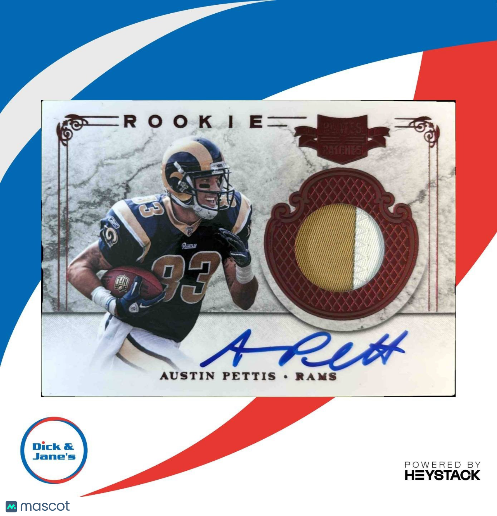 2011 Panini Plates & Patches Austin Pettis /499 #225 RC Auto St. Louis Rams - Sports Cards