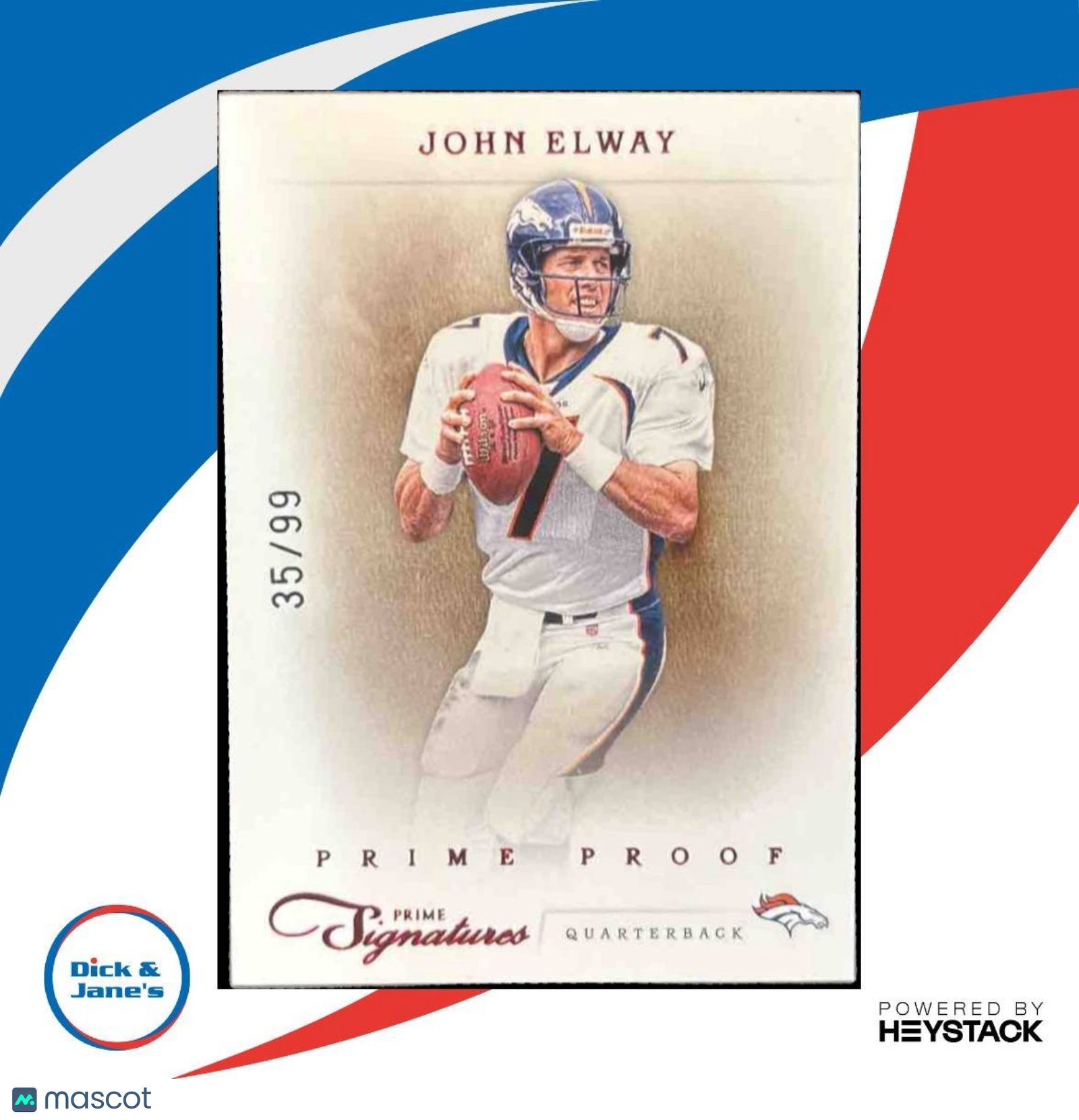 2011 Panini Prime Signatures John Elway Proof Red /99 #101 Denver Broncos - Sports Cards