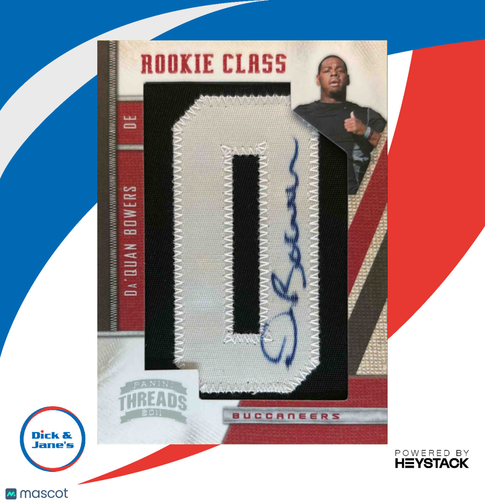2011 Panini Threads Da Quan Bowers /300 RC Auto Tampa Bay Buccaneers Letter O - Sports Cards
