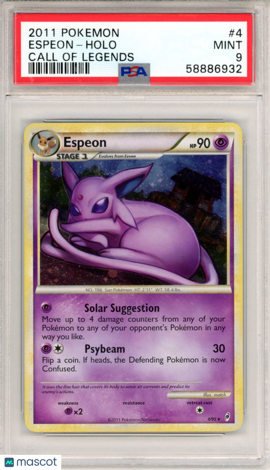 2011 Pokemon Call Of Legends Espeon #4 Holo PSA 9 MINT - Graded TCG/CCG