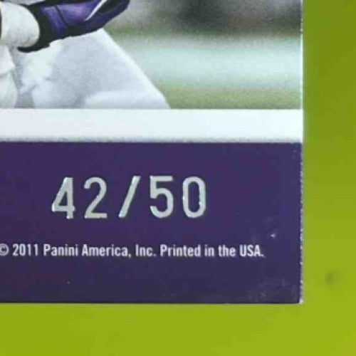 2011 Prestige Adrian Peterson Inside The Numbers Materials Prime 42/50 Vikings - Sports Cards