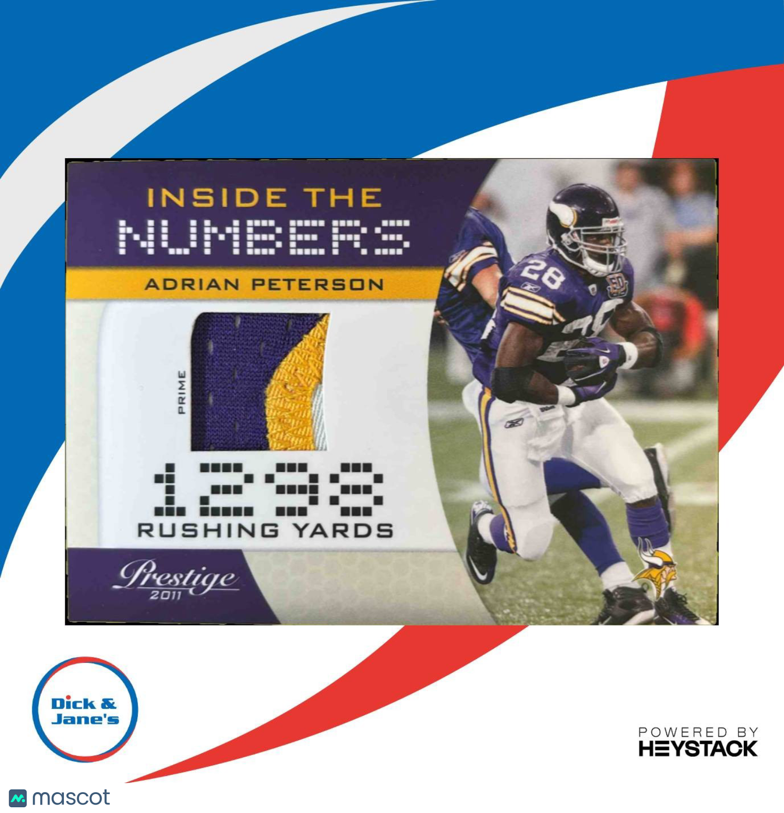 2011 Prestige Adrian Peterson Inside The Numbers Materials Prime 42/50 Vikings - Sports Cards