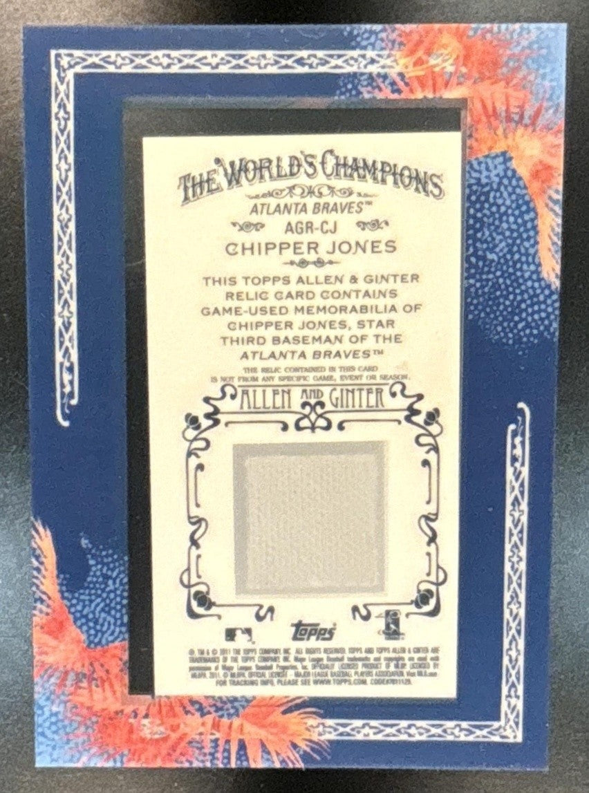 2011 Topps Allen & Ginter Chipper Jones Relics #AGR-CJ Atlanta Braves - Sports Cards