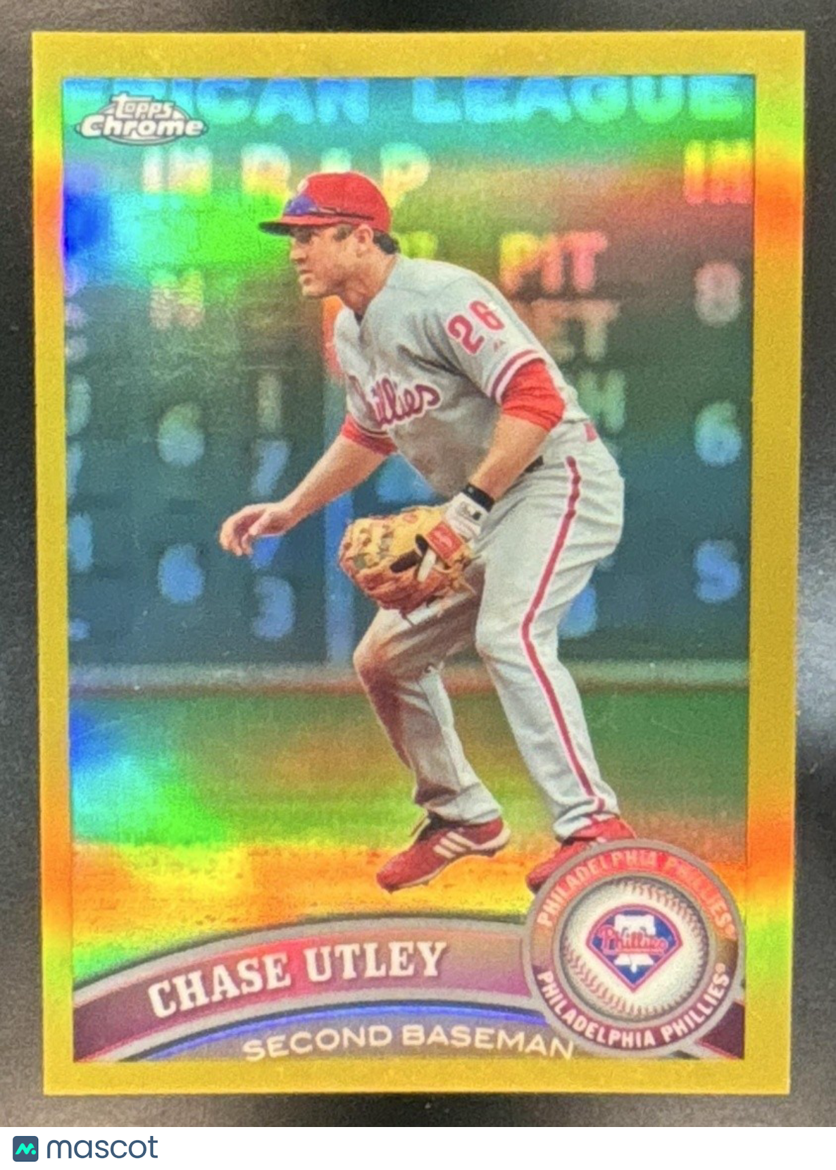 2011 Topps Chrome Chase Utley Gold Refractor /50 #35 Philadelphia Phillies - Sports Cards