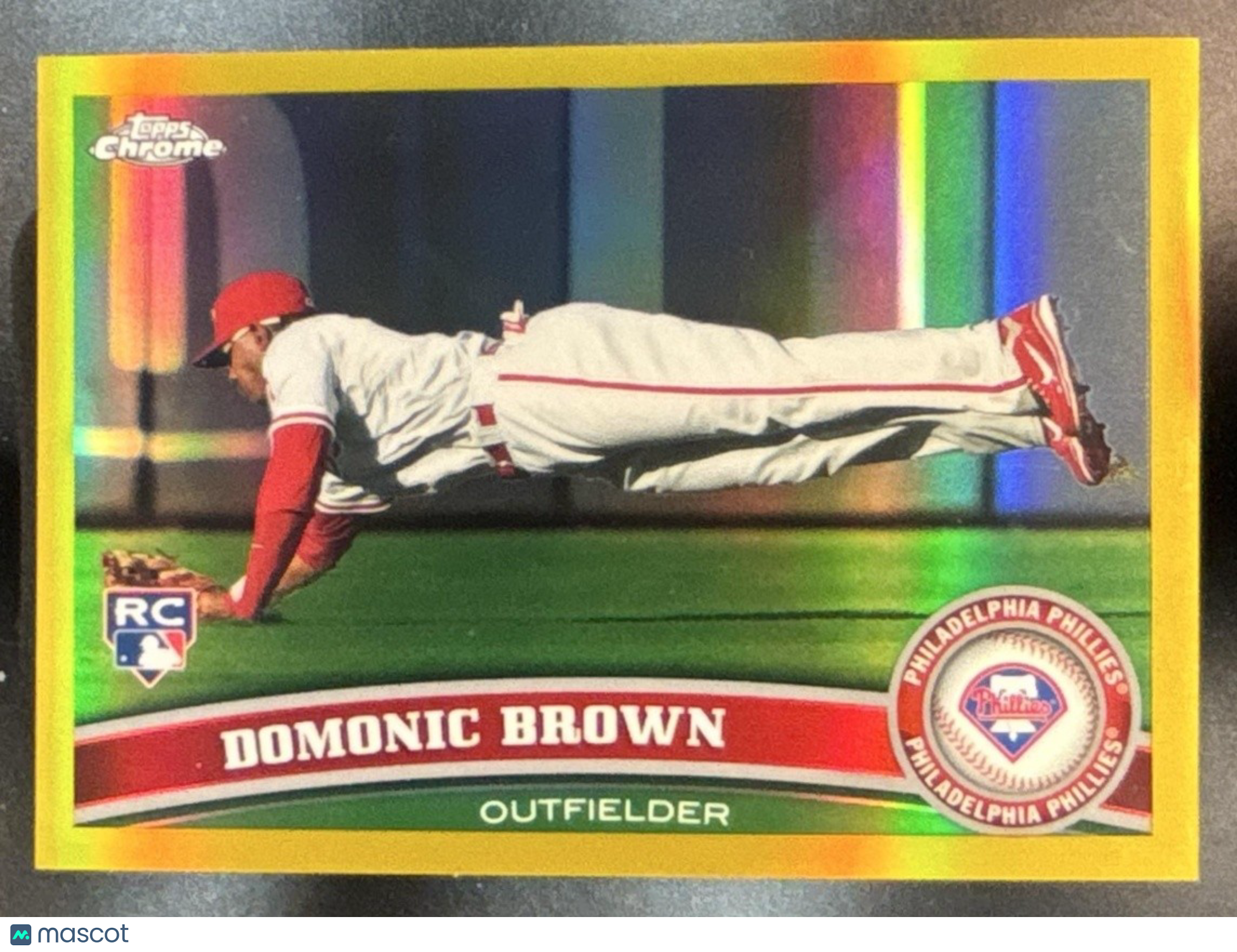 2011 Topps Chrome Domonic Brown Gold Refractor /50 #186 RC Philadelphia Phillies - Sports Cards