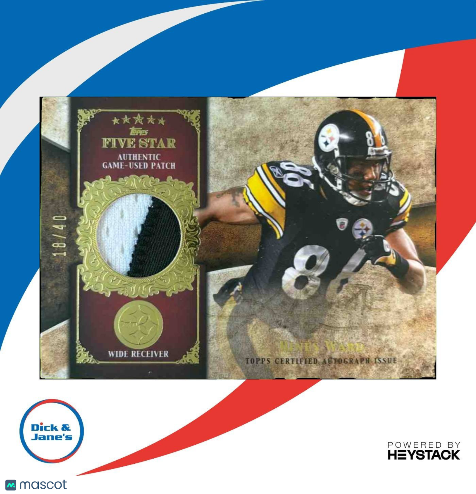 2011 Topps Five Star Hines Ward Auto Patch Gold /40 FADED AUTO BADLY Steelers - Sports Cards