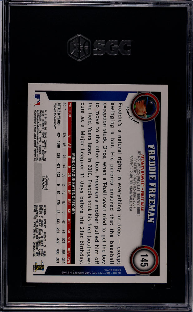 2011 Topps Freddie Freeman Rookie #145 SGC 8.5 Atlanta Braves - Graded Sports Cards