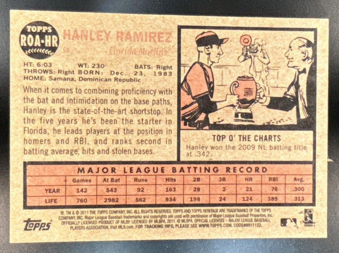 2011 Topps Heritage Hanley Ramirez Real One Auto #ROA-HR - Sports Cards