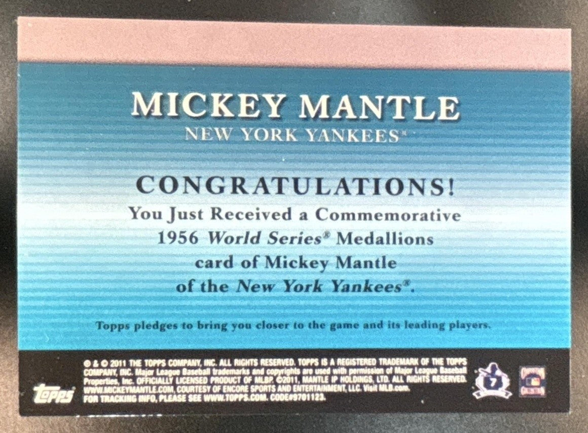2011 Topps Mickey Mantle 56’ World Series Manufactured Medallions Yankees - Sports Cards