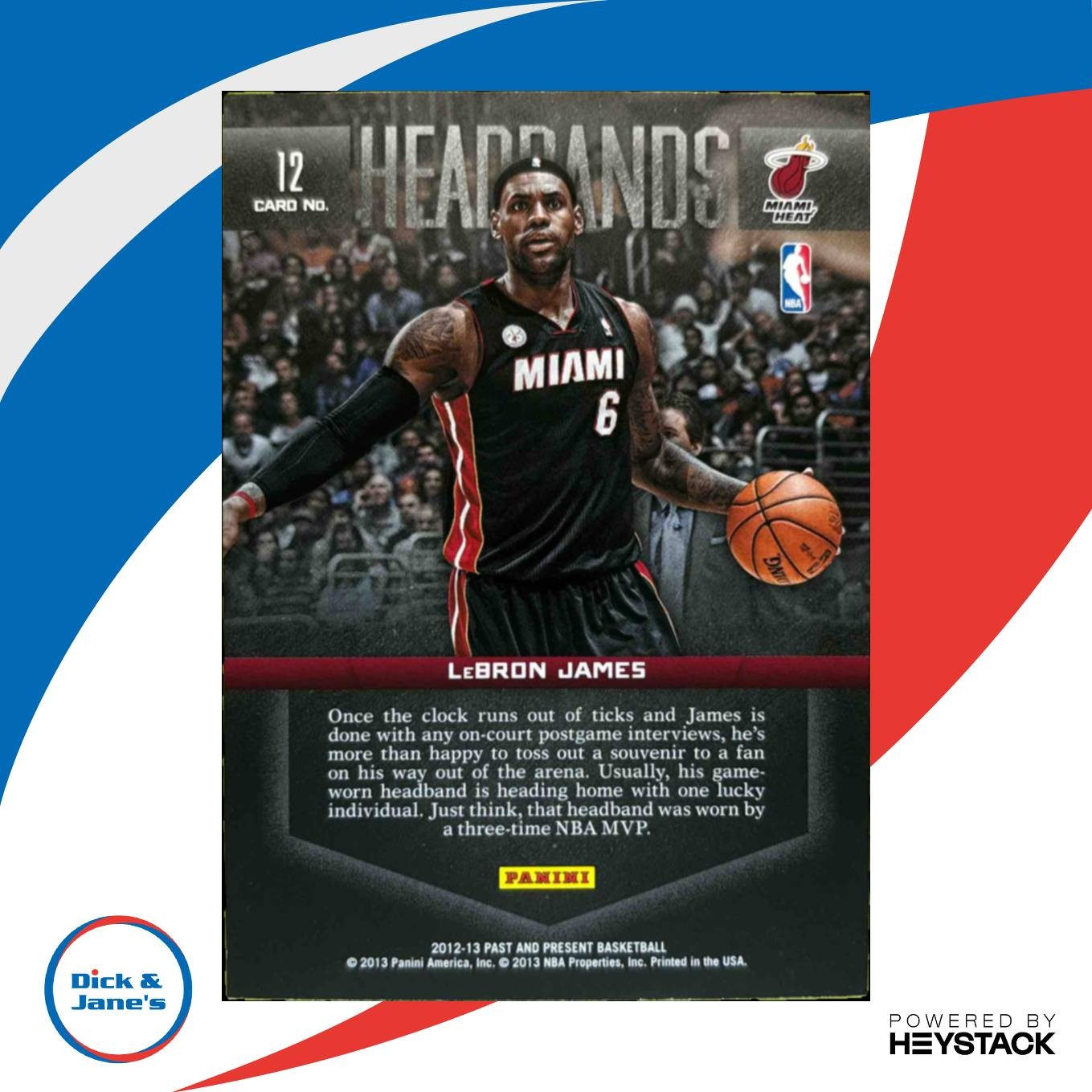 2012-13 Panini Past & Present LeBron James Headbands #12 Miami Heat - Sports Cards