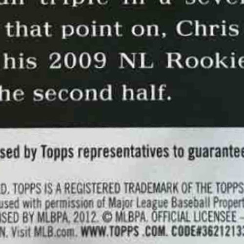 2012 Topps Chris Coghlan Golden Moments Auto #GMA-CC Miami Marlins - Sports Cards