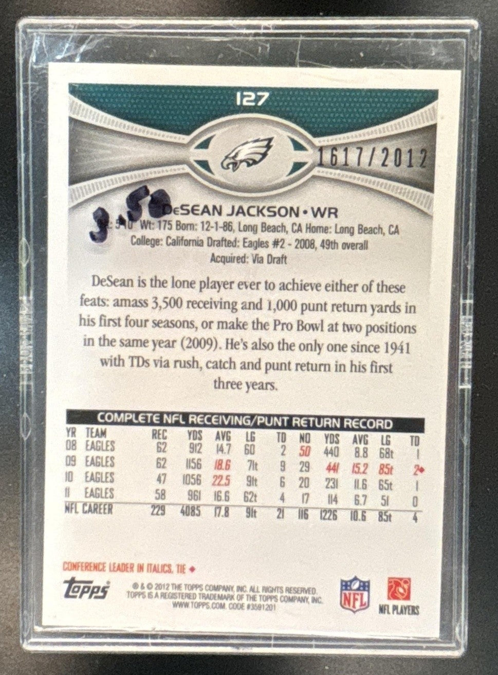 2012 Topps DeSean Jackson Gold /2012 #127 Philadelphia Eagles - Sports Cards