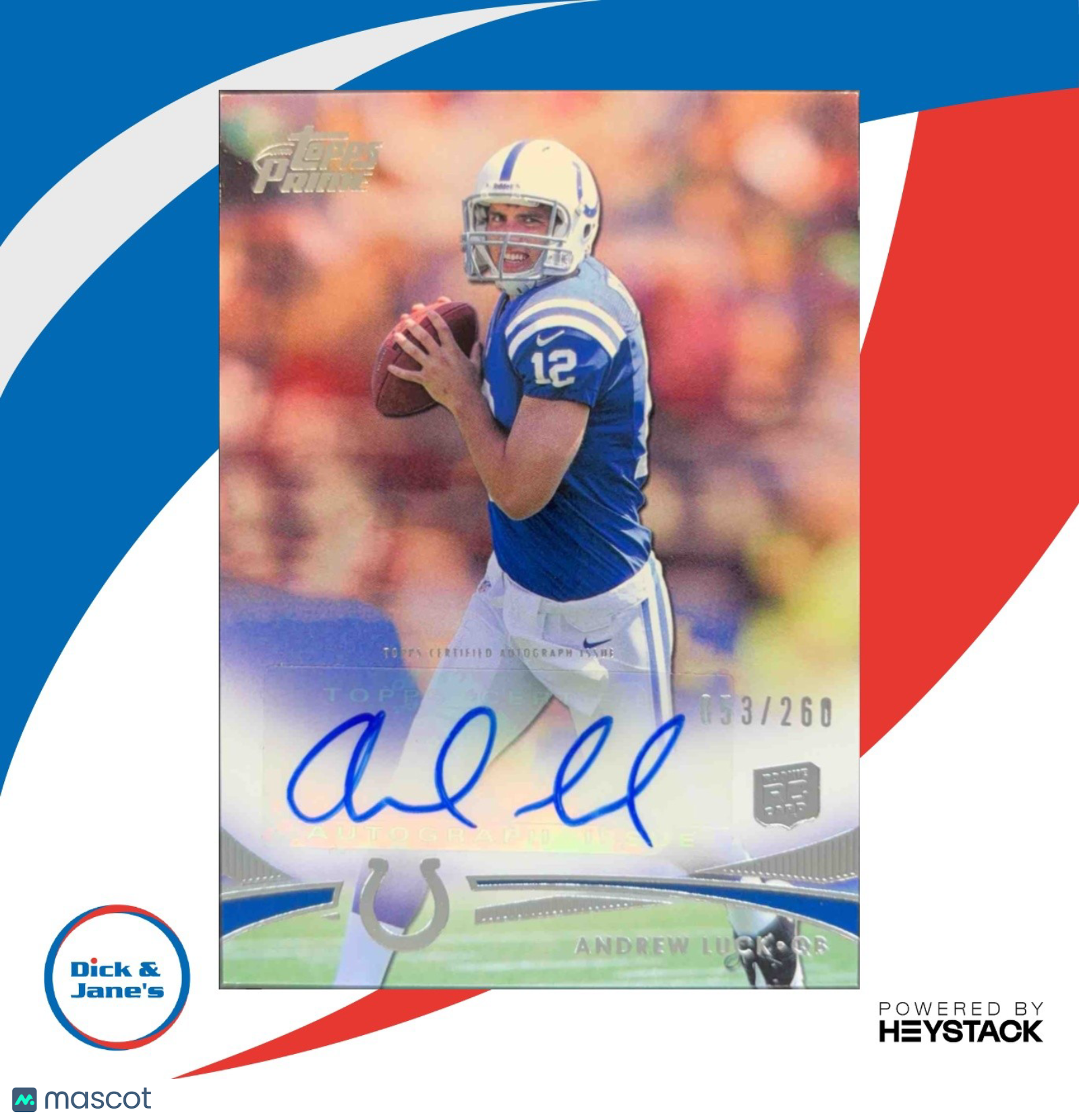 2012 Topps Prime (Hobby) Andrew Luck Rookie Auto /260 #1 RC Indianapolis Colts - Sports Cards