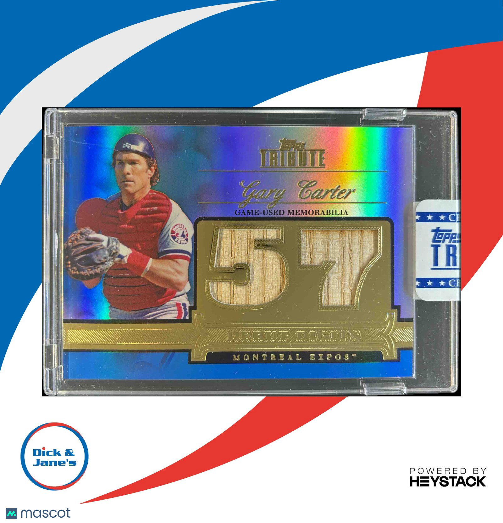 2012 Topps Tribute Gary Carter Debut Digit Relics Blue 37/50 #DD-GC MEM - Sports Cards