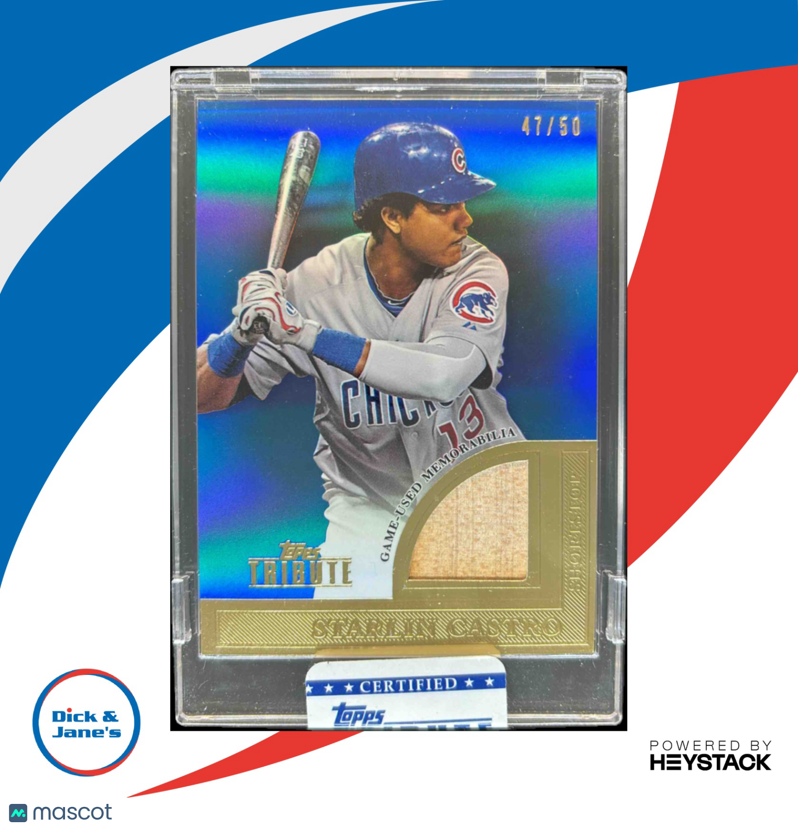 2012 Topps Tribute Starlin Castro to the Stars Relics Blue 5/50 Chicago Cubs - Sports Cards