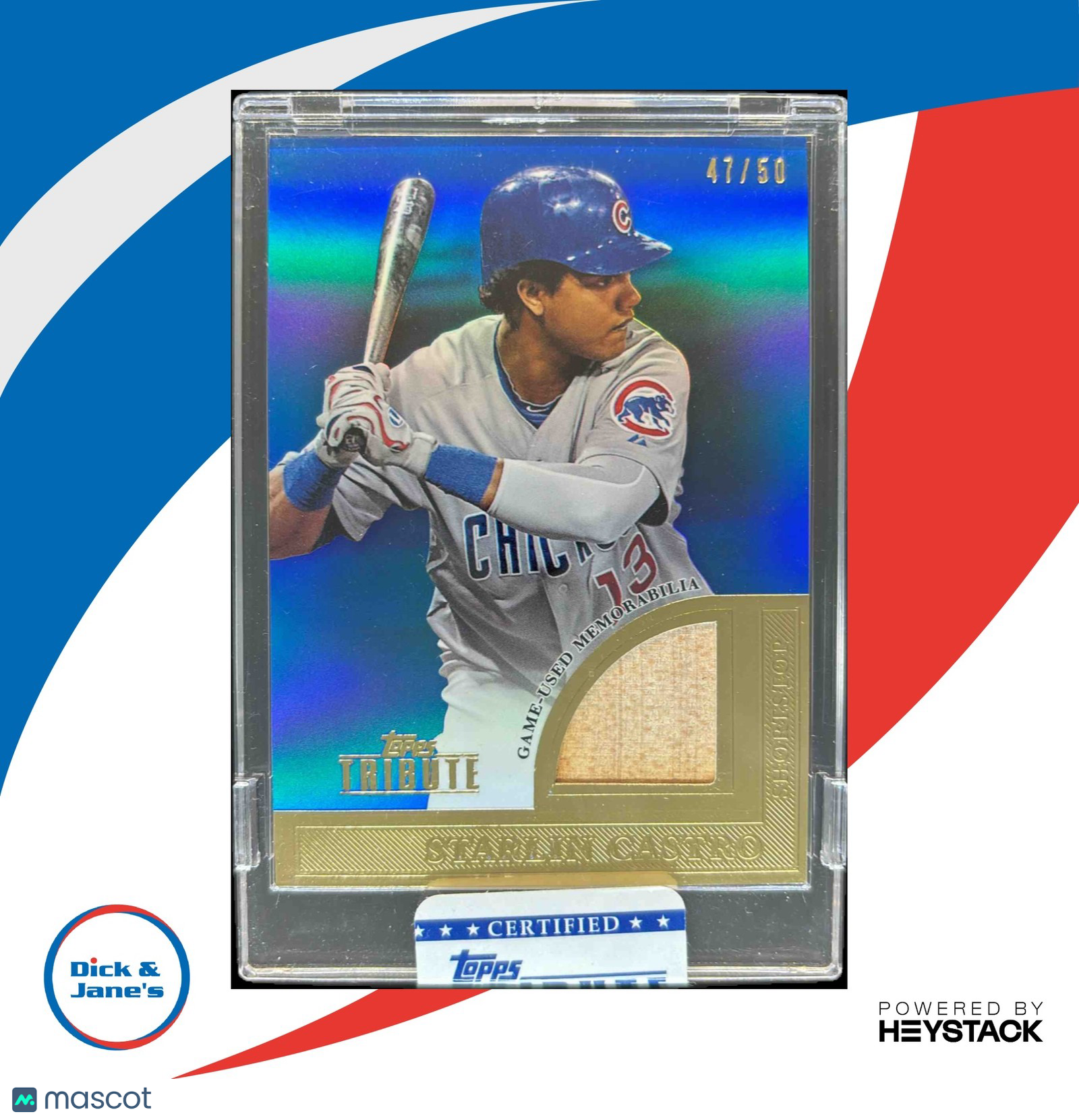 2012 Topps Tribute Starlin Castro to the Stars Relics Blue 5/50 Chicago Cubs - Sports Cards