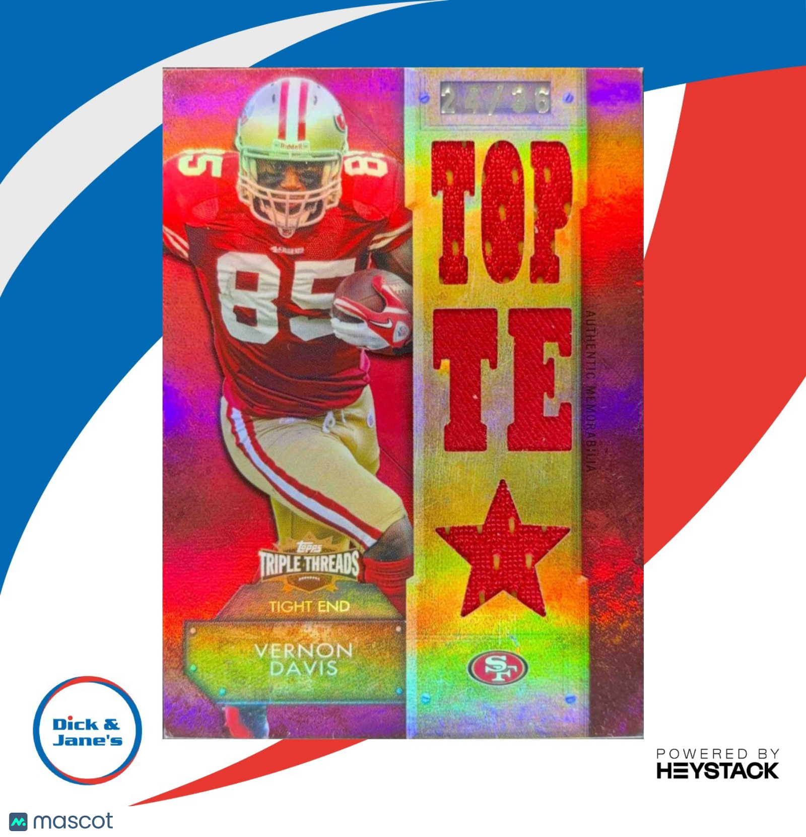 2012 Topps Triple Threads Vernon Davis Relic /36 #TTR-109 San Francisco 49ers - Sports Cards