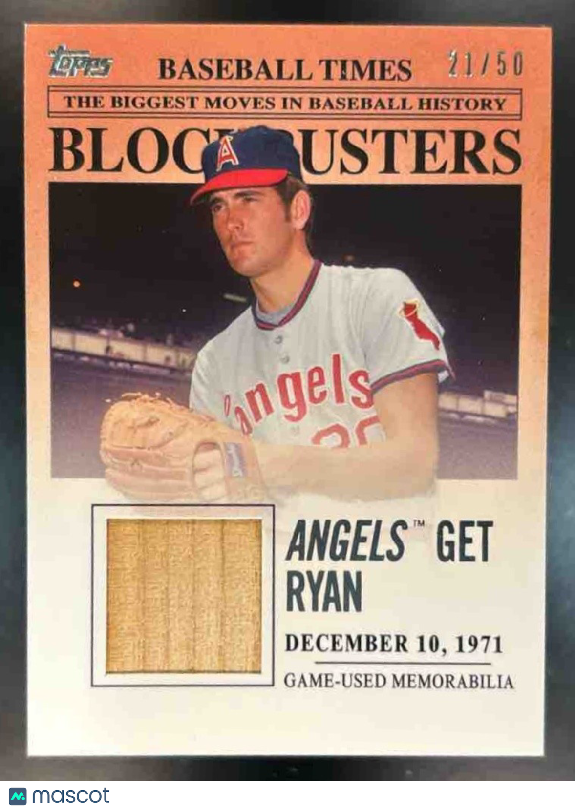 2012 Topps Update Nolan Ryan Blockbusters Relics /50 #BBR-NR California Angels - Sports Cards
