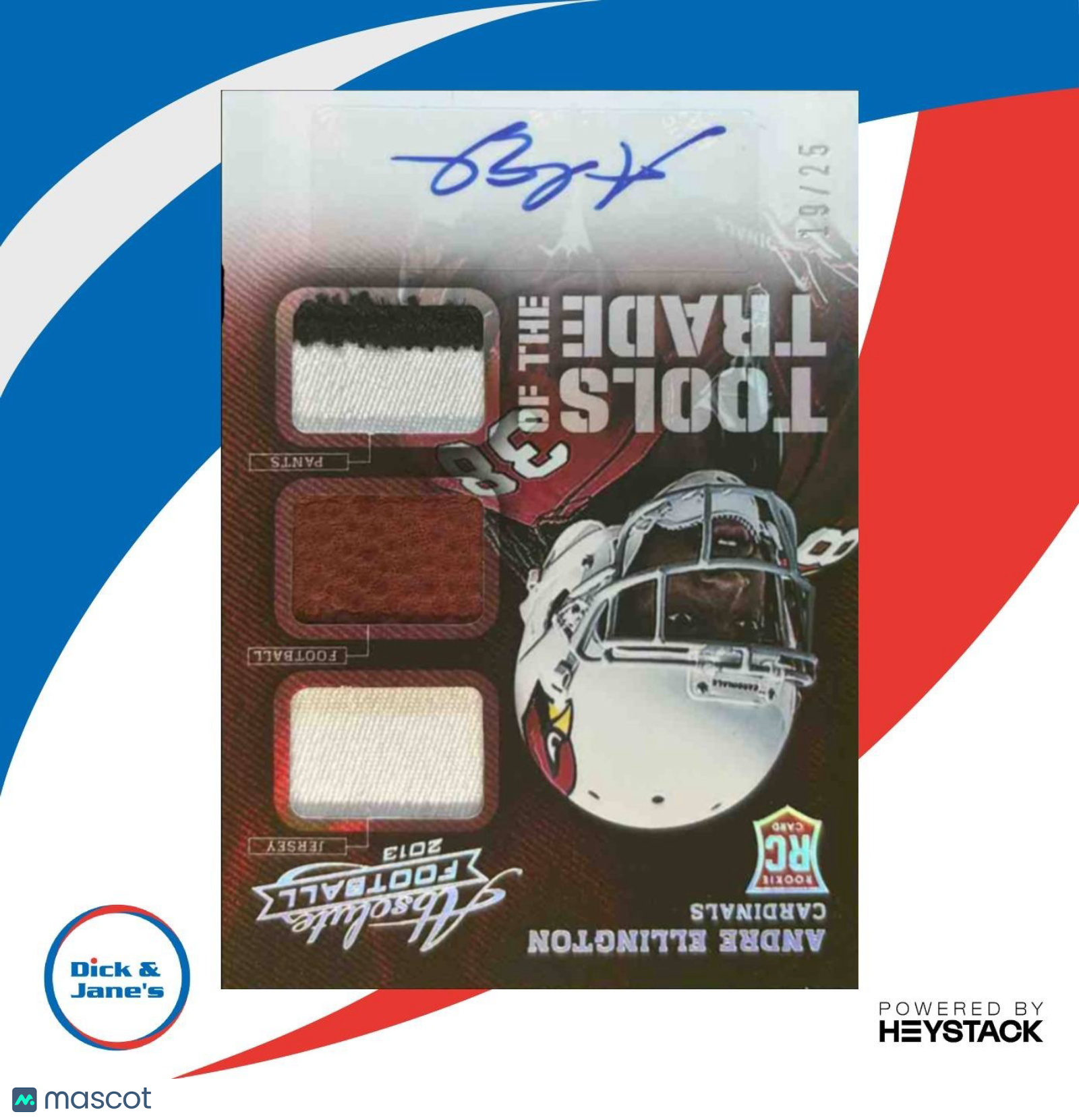 2013 Absolute Andre Ellington Tools of Trade Rookie Material Auto /25 Cardinals - Sports Cards