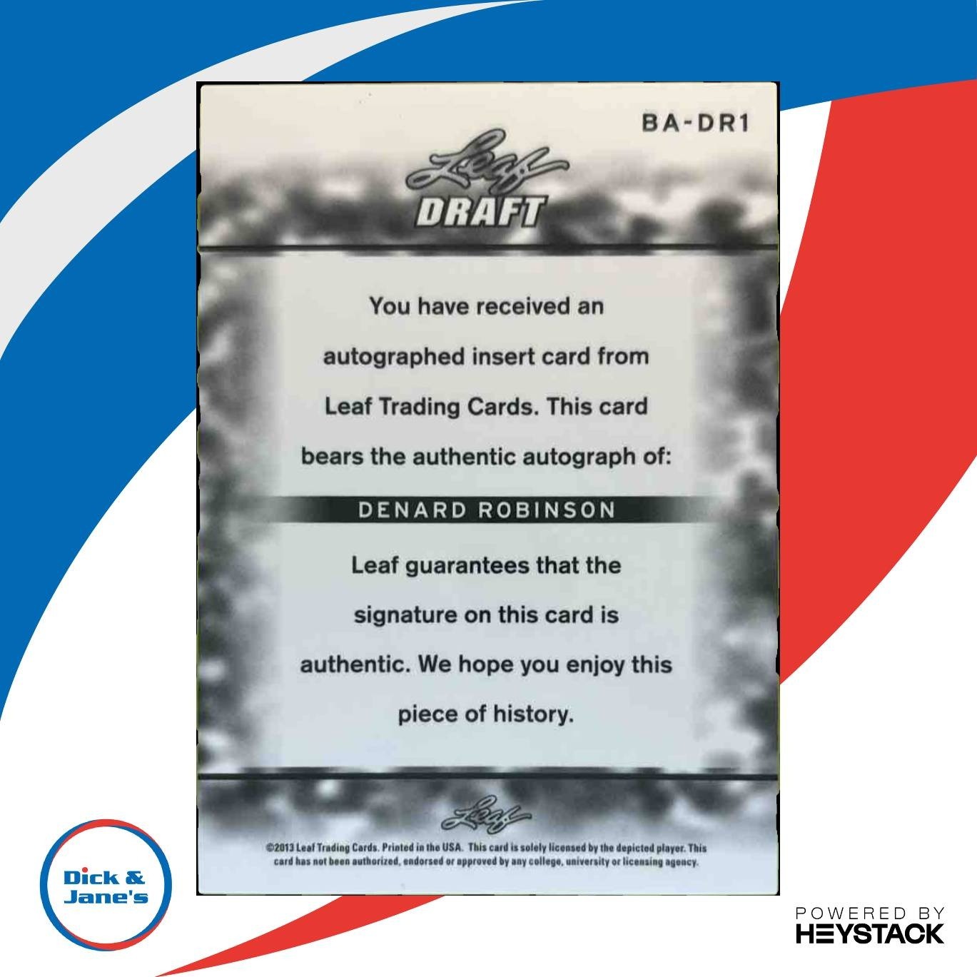 2013 Leaf Draft Denard Robinson Auto #BA-DR1 RC Michigan Wolverines - Sports Cards